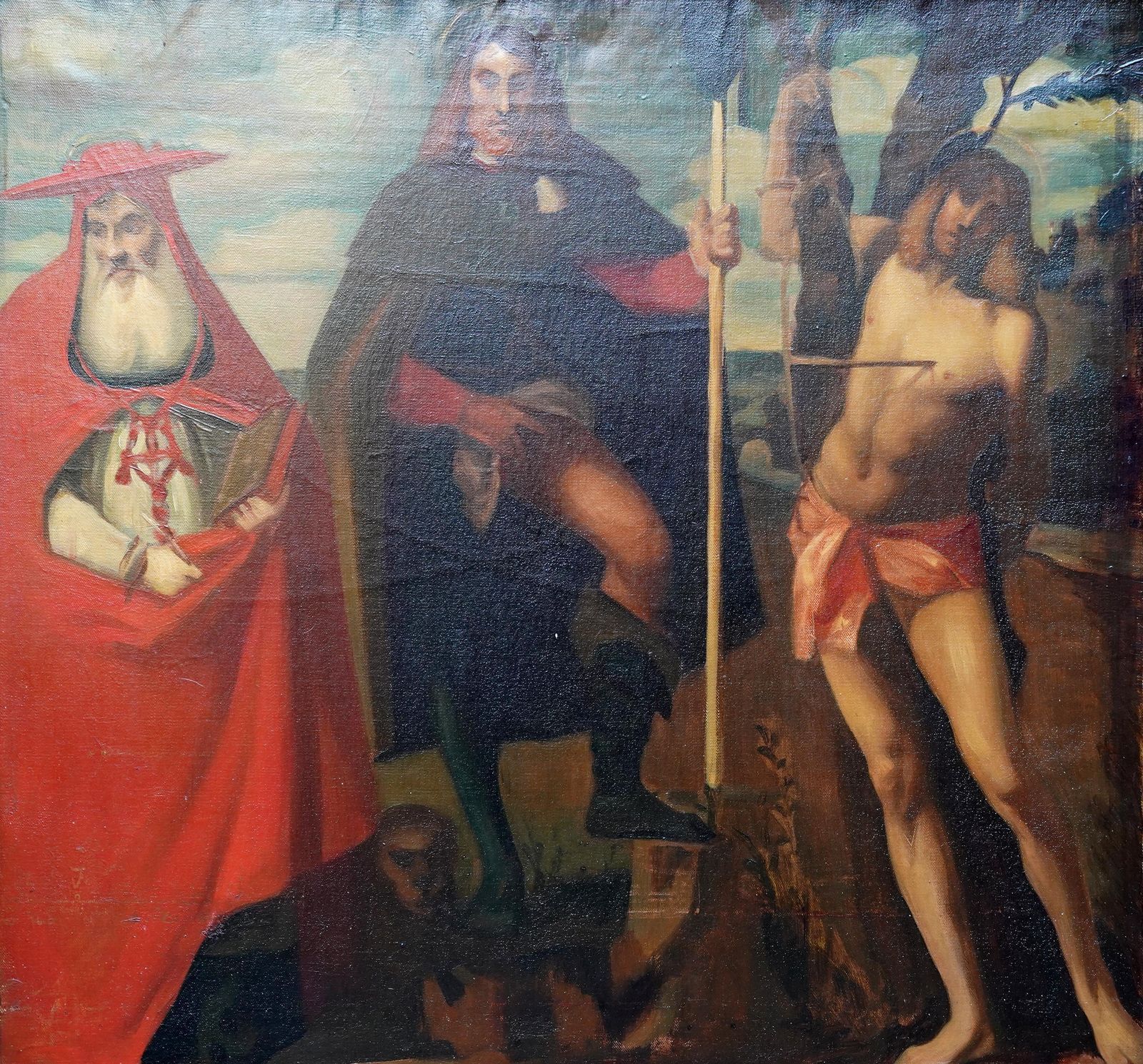 Wilfred Gabriel De Glehnsaint Roch With Saint Jerome + Saint Sebastian   British Edwardian Oil Paintingcirca 1910 photo furniture
