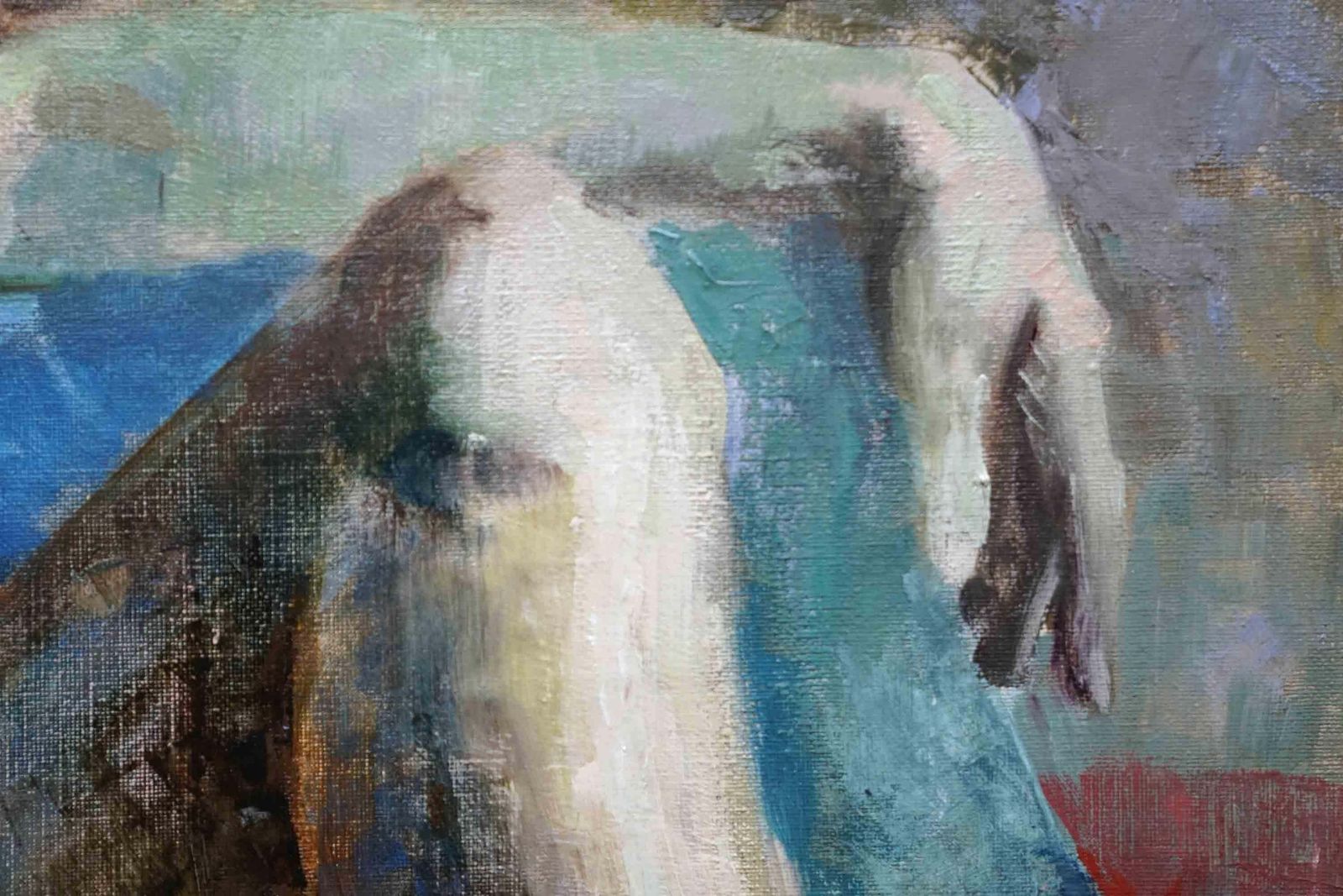 Reclining Nude   Industrial Scene Verso   Scottish 1940's Portrait Oil Paintingcirca 1945 photo vintage