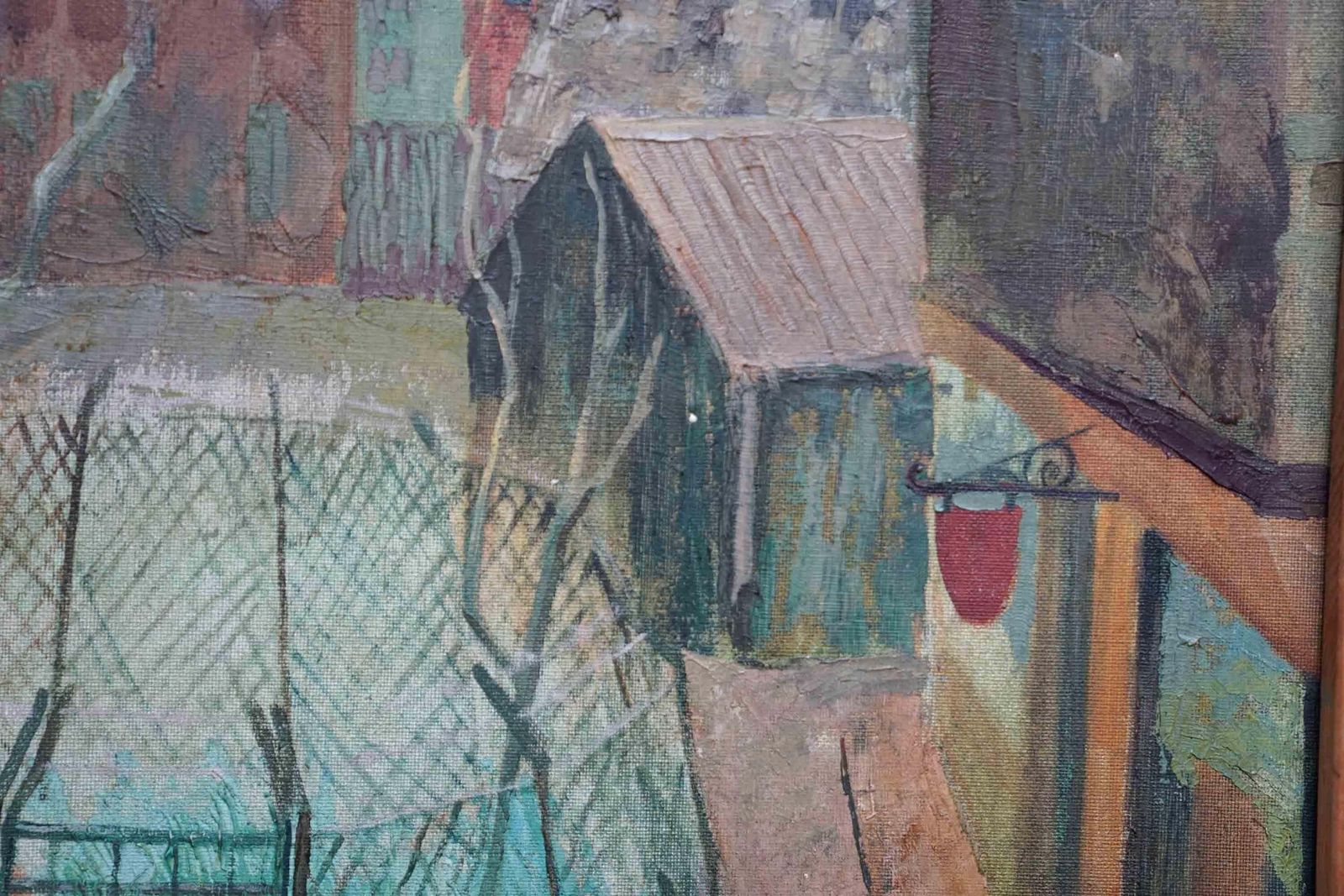 3468.0 Reclining Nude   Industrial Scene Verso   Scottish 1940's Portrait Oil Paintingcirca 1945 photo