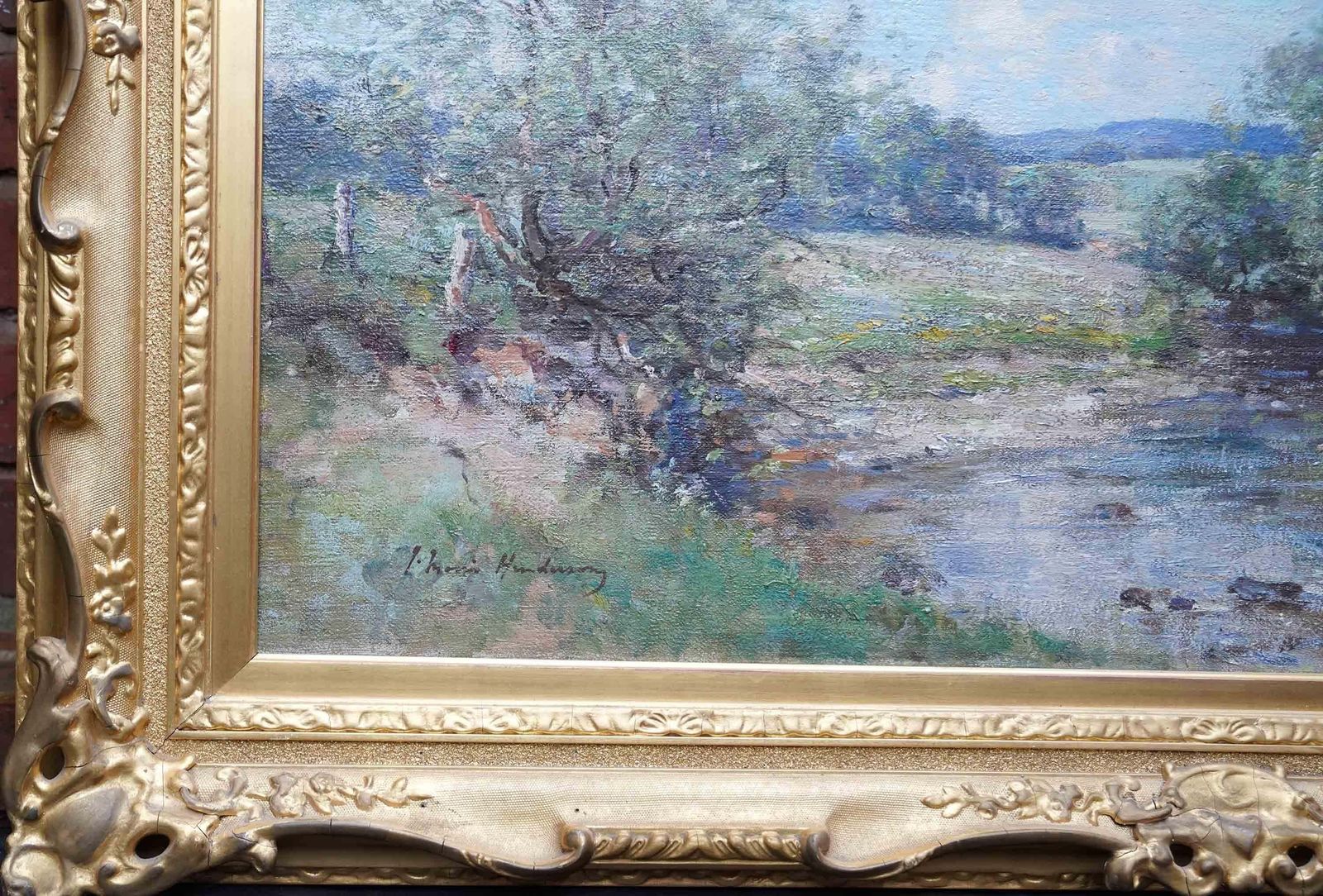 Art Joseph Morris Hendersonstirling River Landscape Scotland   Scottish Impressionist 1910 Art Oil Paintingcirca 1910 photo