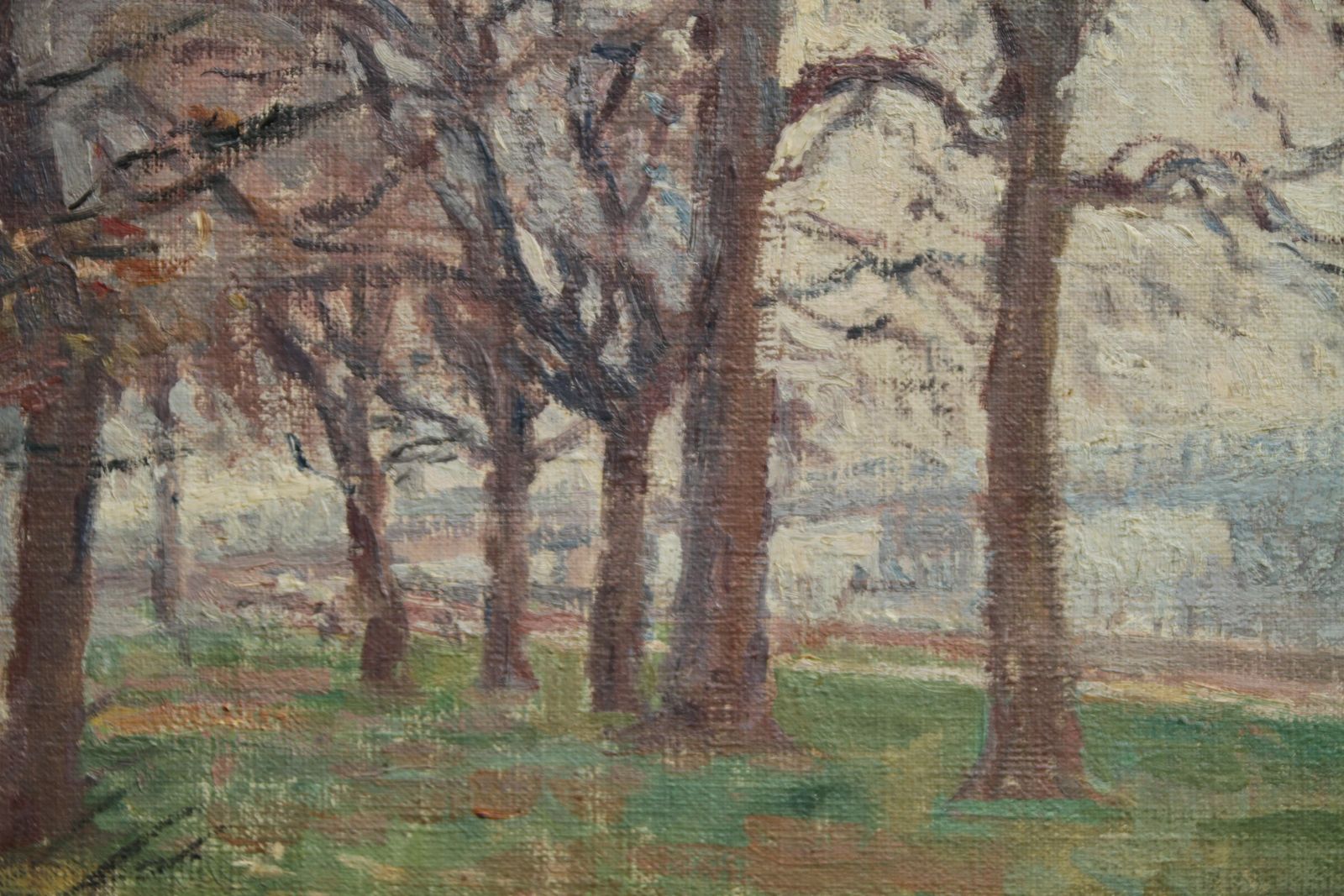 Rupert Shephardbattersea Park London   British 40's Impressionist Oil Landscape Thames Bridge1945 photo vinterior