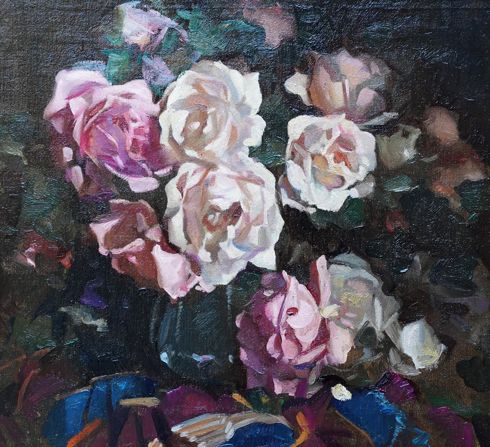David Alisonstill Life Of Roses   Scottish Colourist Thirties Art Floral Oil Painting Flowercirca 1930 photo for sale