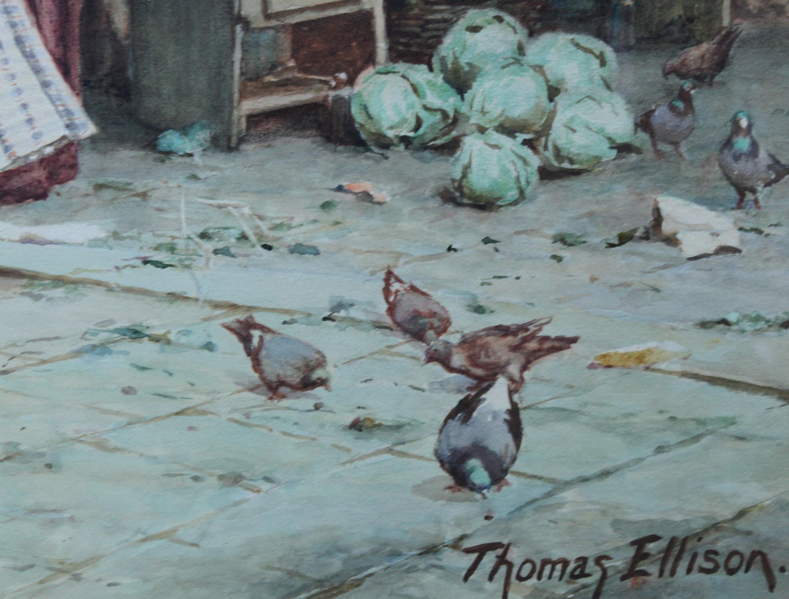 photo furniture Thomas Ellisonthe Market Place Venice   British Victorian Art Watercolour Painting Italycirca 1900