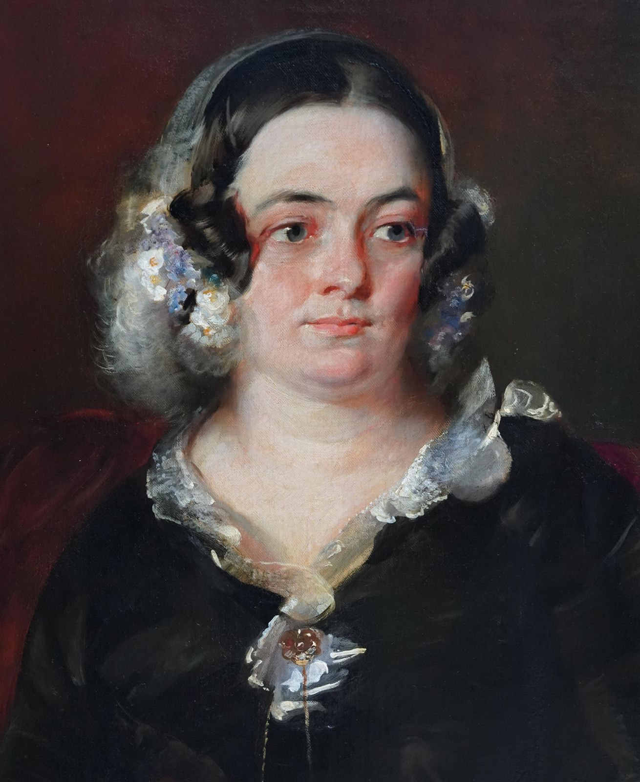 Portrait Of A Lady With Lace Collar   British 19th Century Art Oil Paintingcirca 1810 photo 5711.0