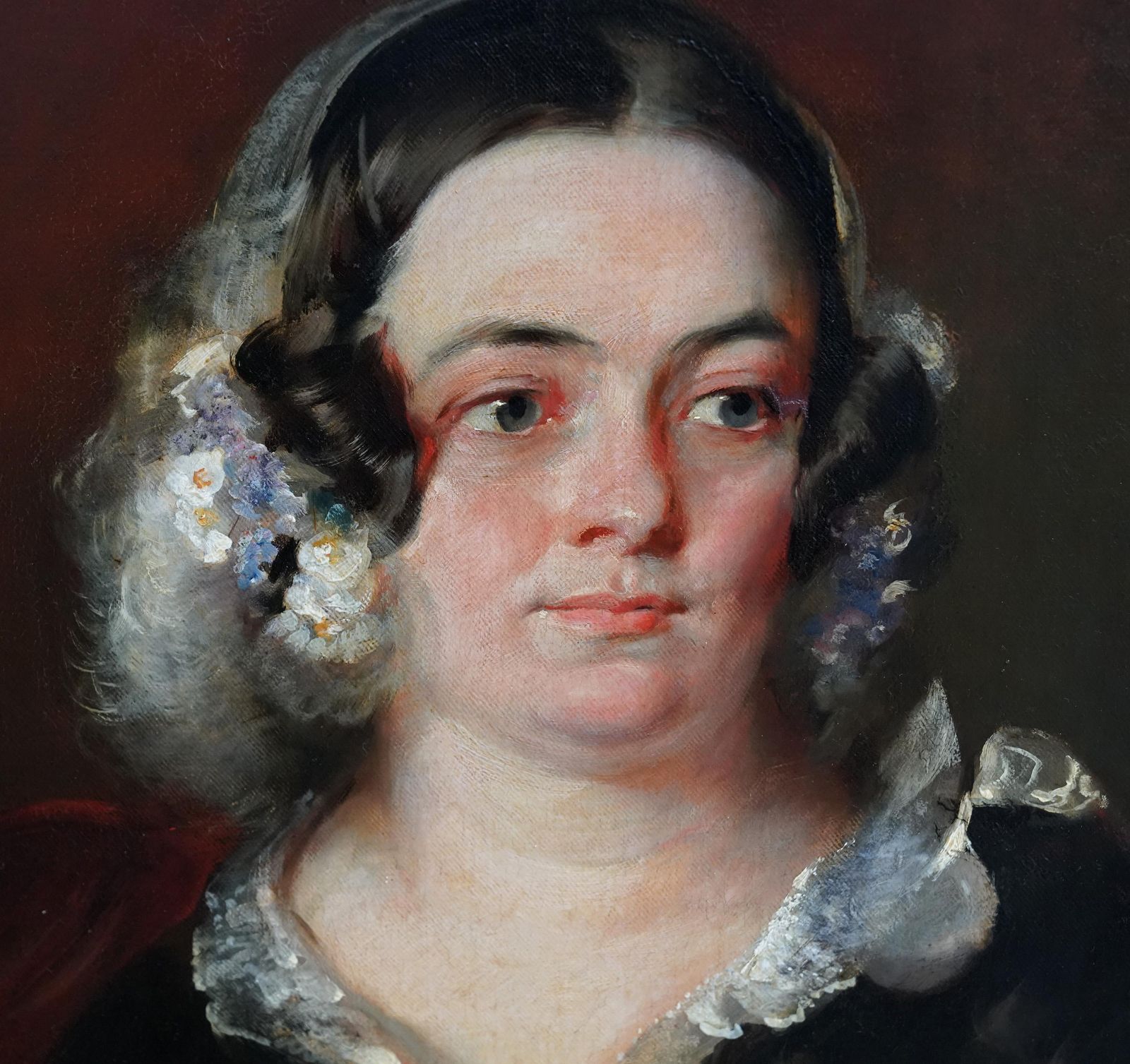Portrait Of A Lady With Lace Collar   British 19th Century Art Oil Paintingcirca 1810 photo vinterior