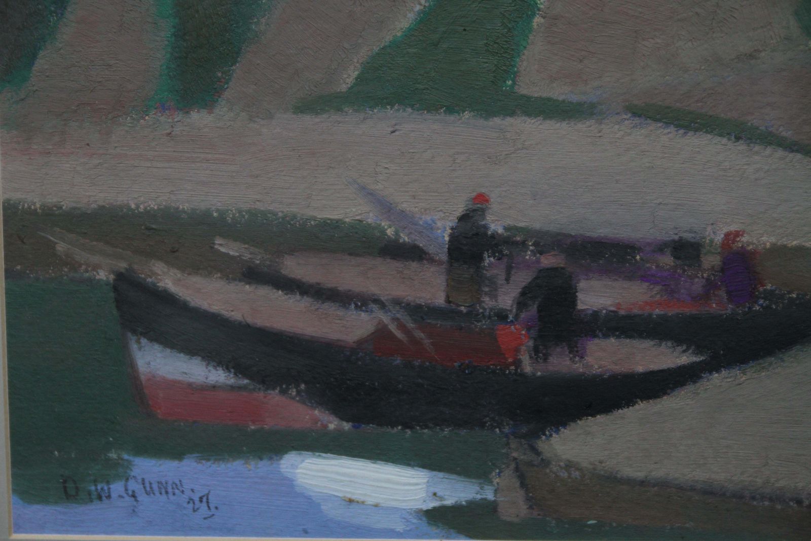 David Gunncaithness Harbour   Scottish Cubist Art Marine Oil Painting Founder 1922 Group1927 photo for sale