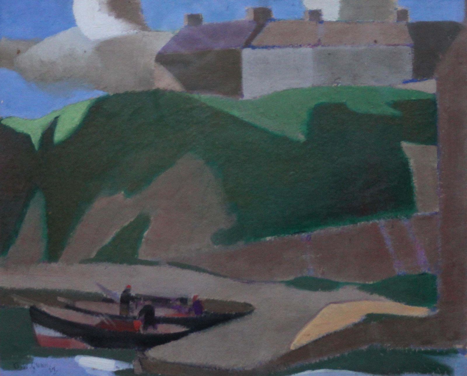 David Gunncaithness Harbour   Scottish Cubist Art Marine Oil Painting Founder 1922 Group1927 photo buy