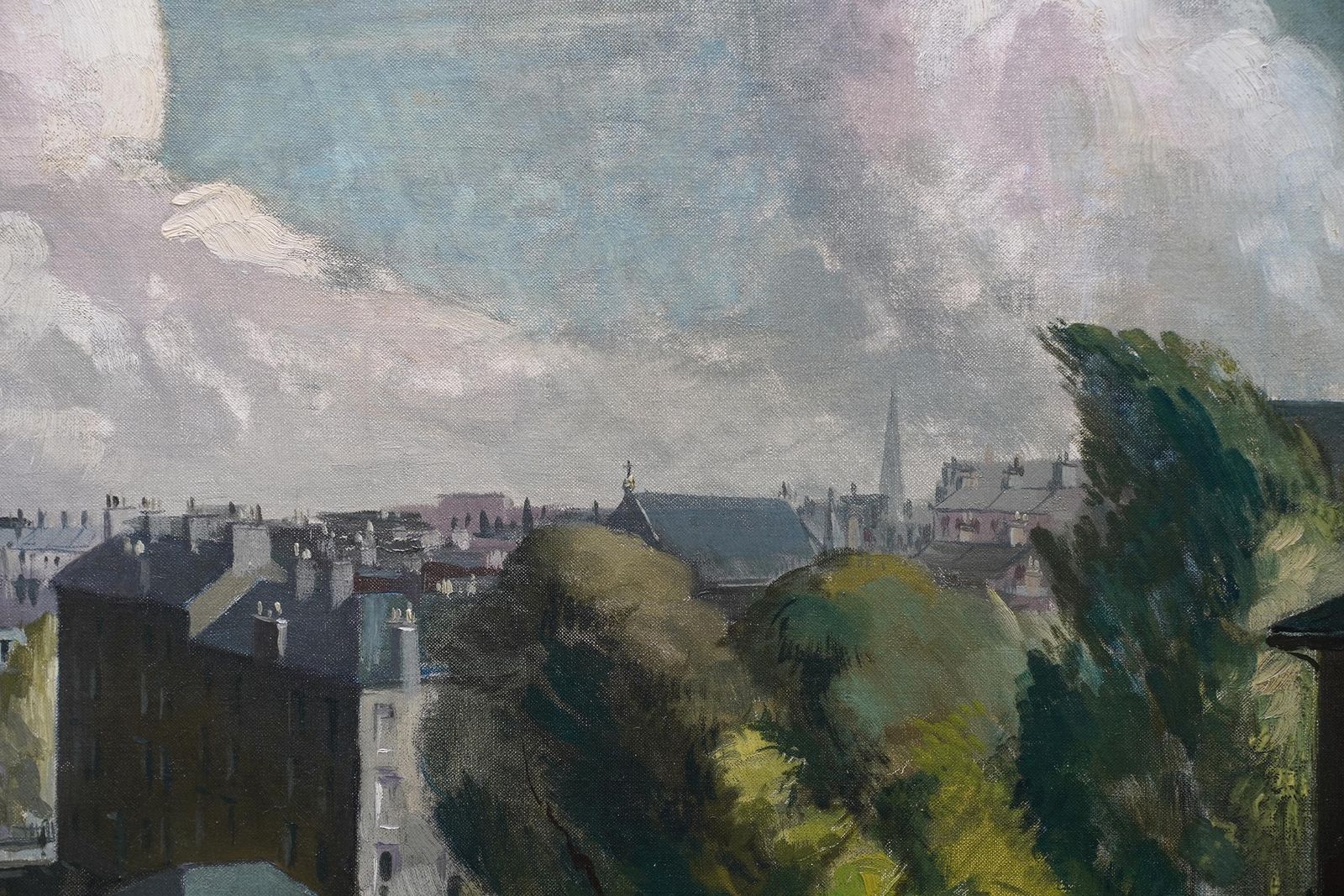 Harry Jefferson Barnesglasgow West End River Kelvin Townscape   Scottish 1950's Landscape Oil Paintingcirca 1950 photo buy