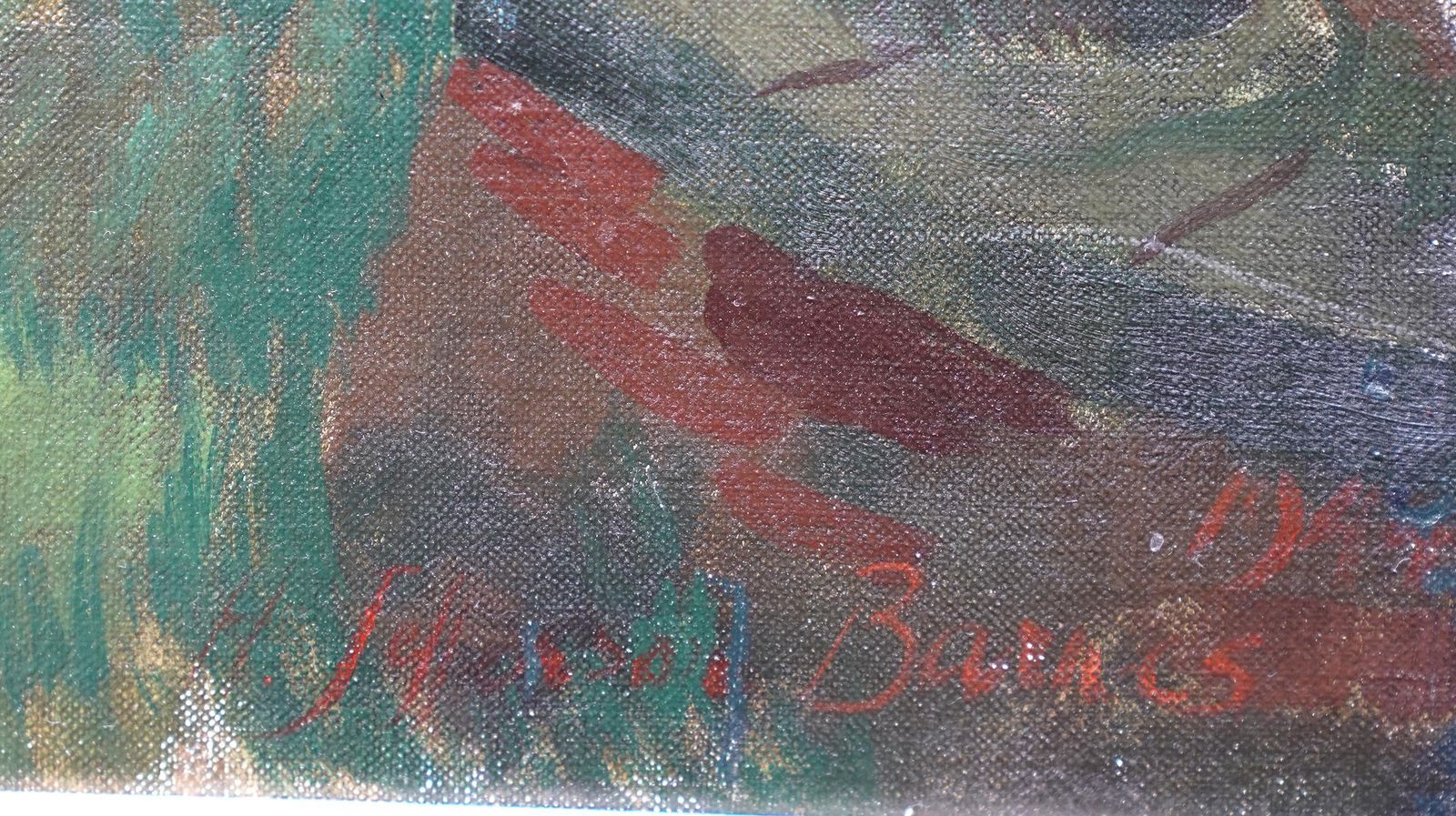 photo for sale Harry Jefferson Barnesglasgow West End River Kelvin Townscape   Scottish 1950's Landscape Oil Paintingcirca 1950