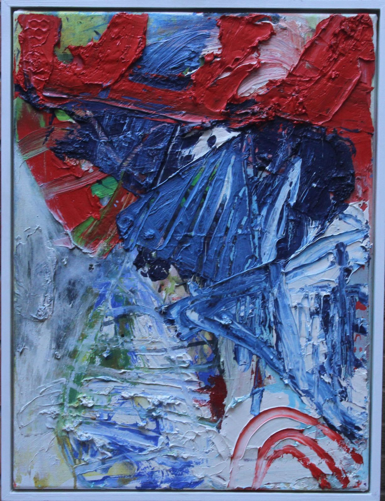 photo for sale Iain Robertsonautumn Forms   Scottish Abstract Art 20th Century Oil Painting Red White Blue1997