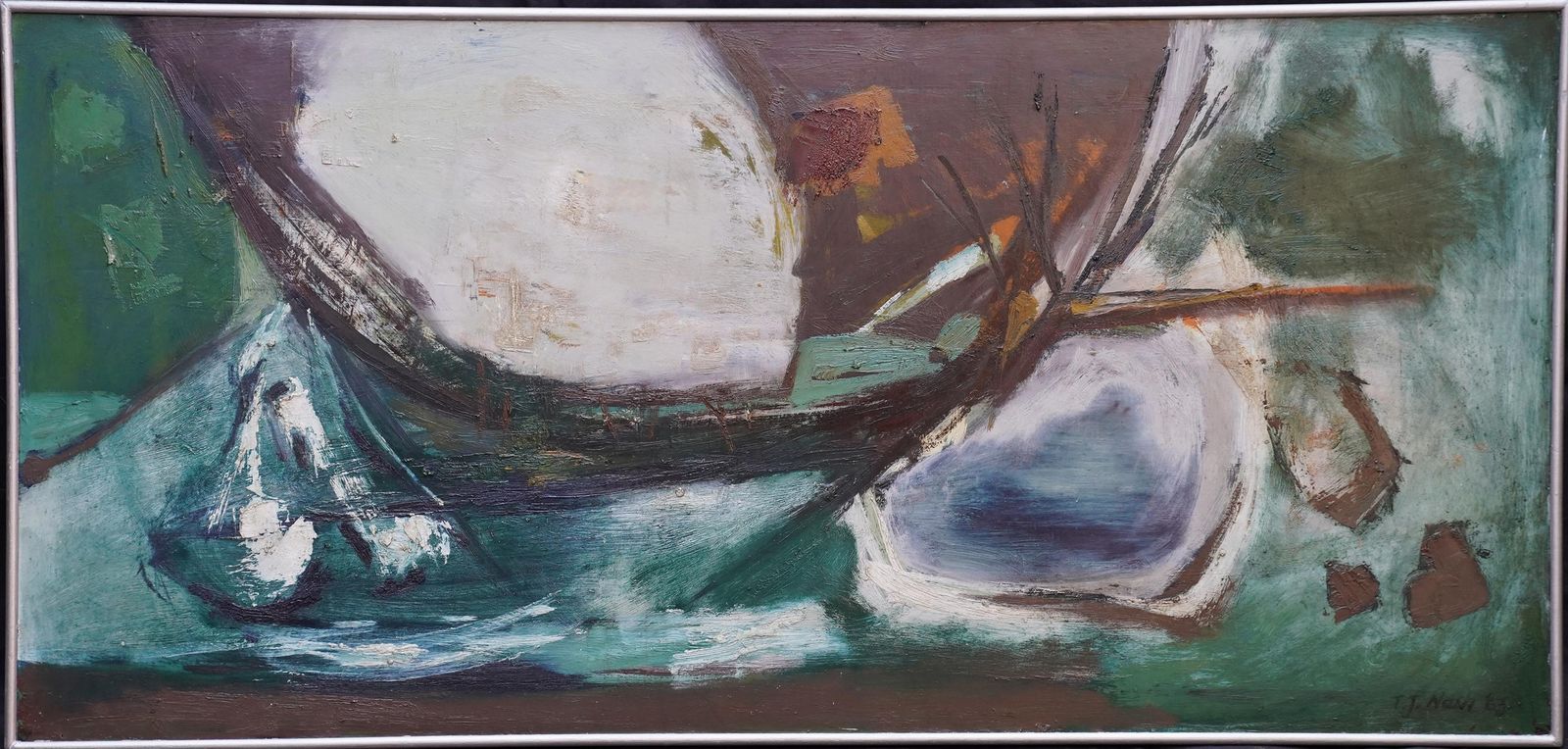 Tom Nashabstract Valley   Welsh 1963 Art Abstract Landscape Oil Painting1963