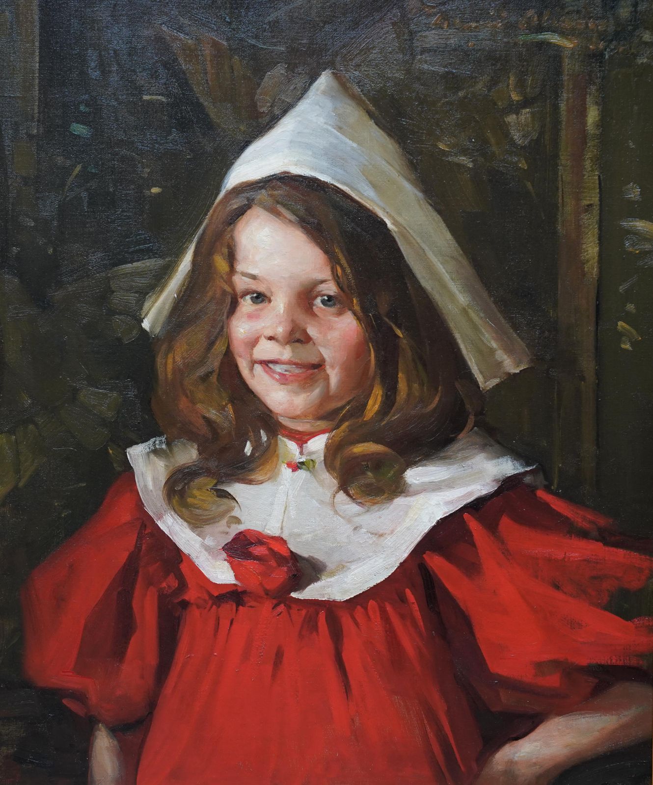 Art David Alisonthe Party Hat   Scottish Edwardian 1906 Art  Female Portrait Oil Painting1906 photo