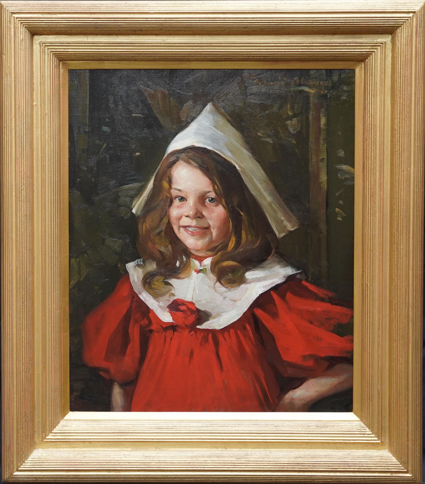 3875.0 David Alisonthe Party Hat   Scottish Edwardian 1906 Art  Female Portrait Oil Painting1906 photo