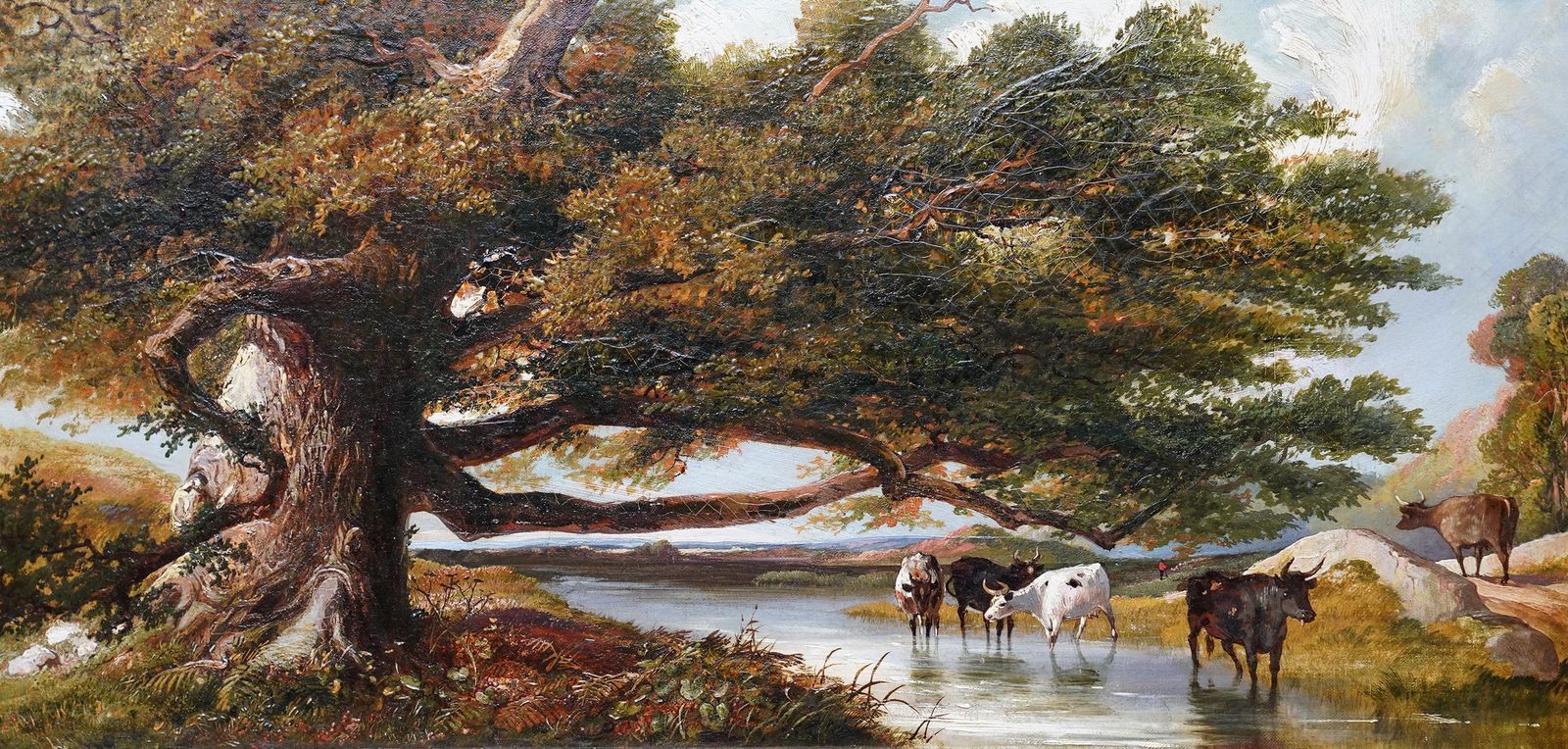 Cattle Watering In A Landscape   British 19th Century Art Victorian Oil Paintingcirca 1855 photo Art