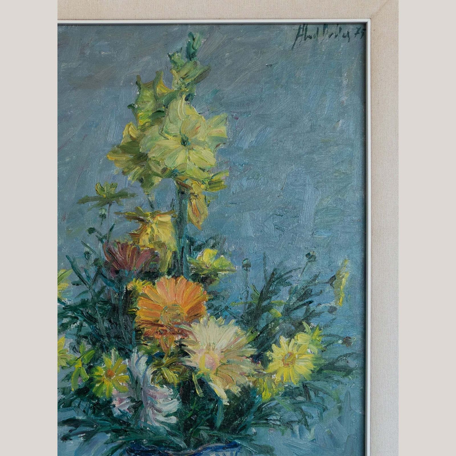 Floral Still Life – Original Oil On Canvas, Impressionist Style photo for sale