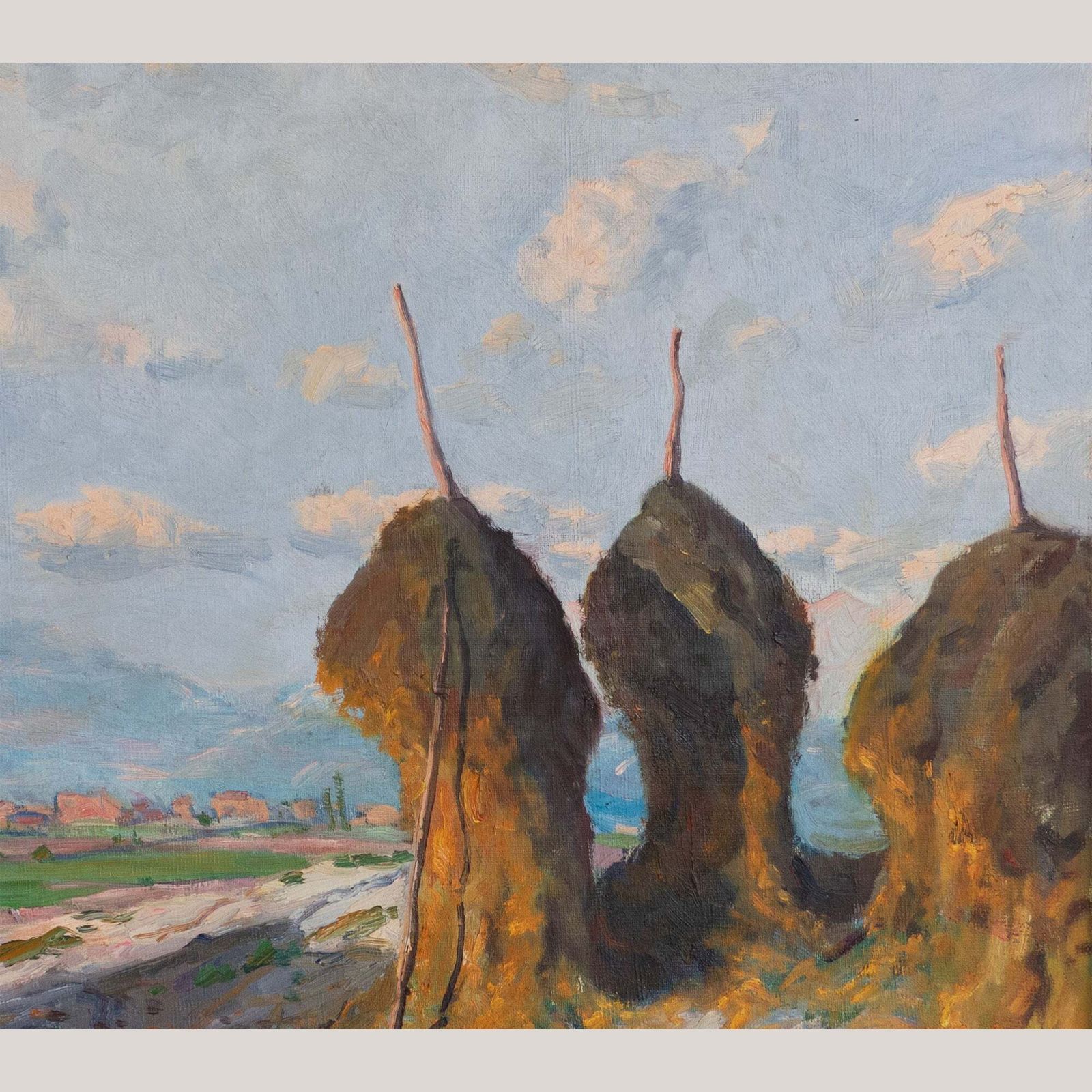 Impressionist Haystack Landscape – Oil On Canvas By Ramon Trulls Pons photo Art