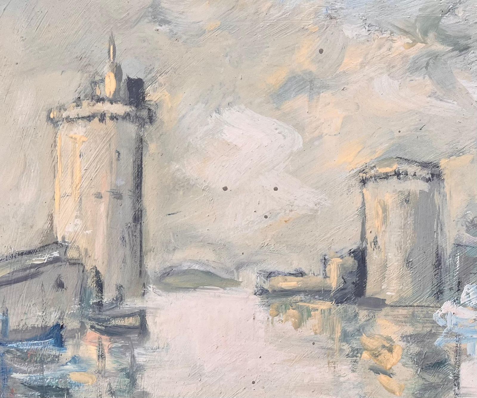 Fanch Lel French Impressionist Port Scene Of La Rochelle Towers And Boats In Harbour photo buy