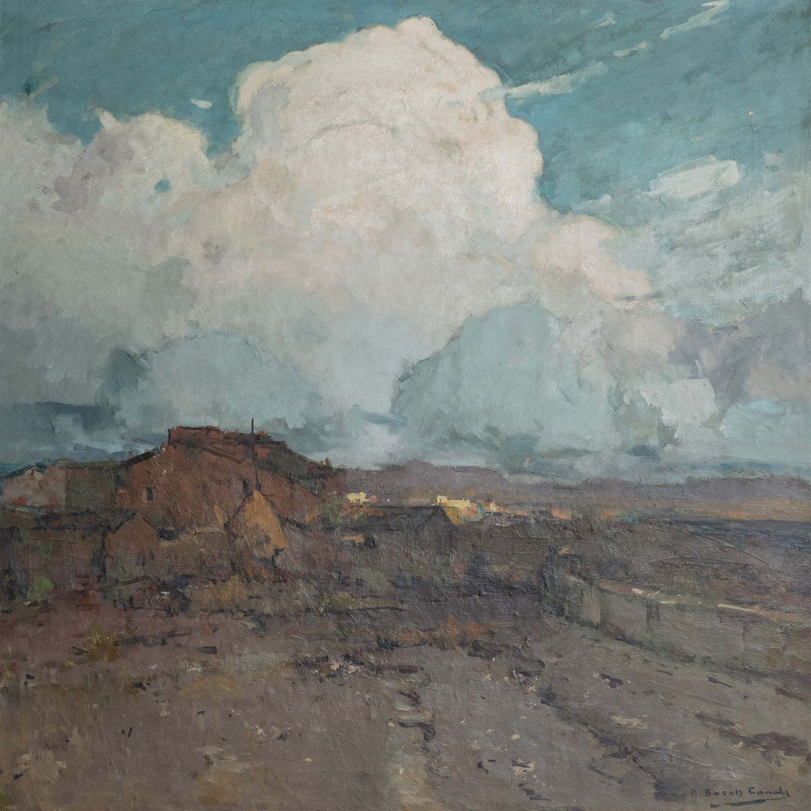 Catalan Landscape With Sky By Andreu Bosch I Canals (C.1920s)