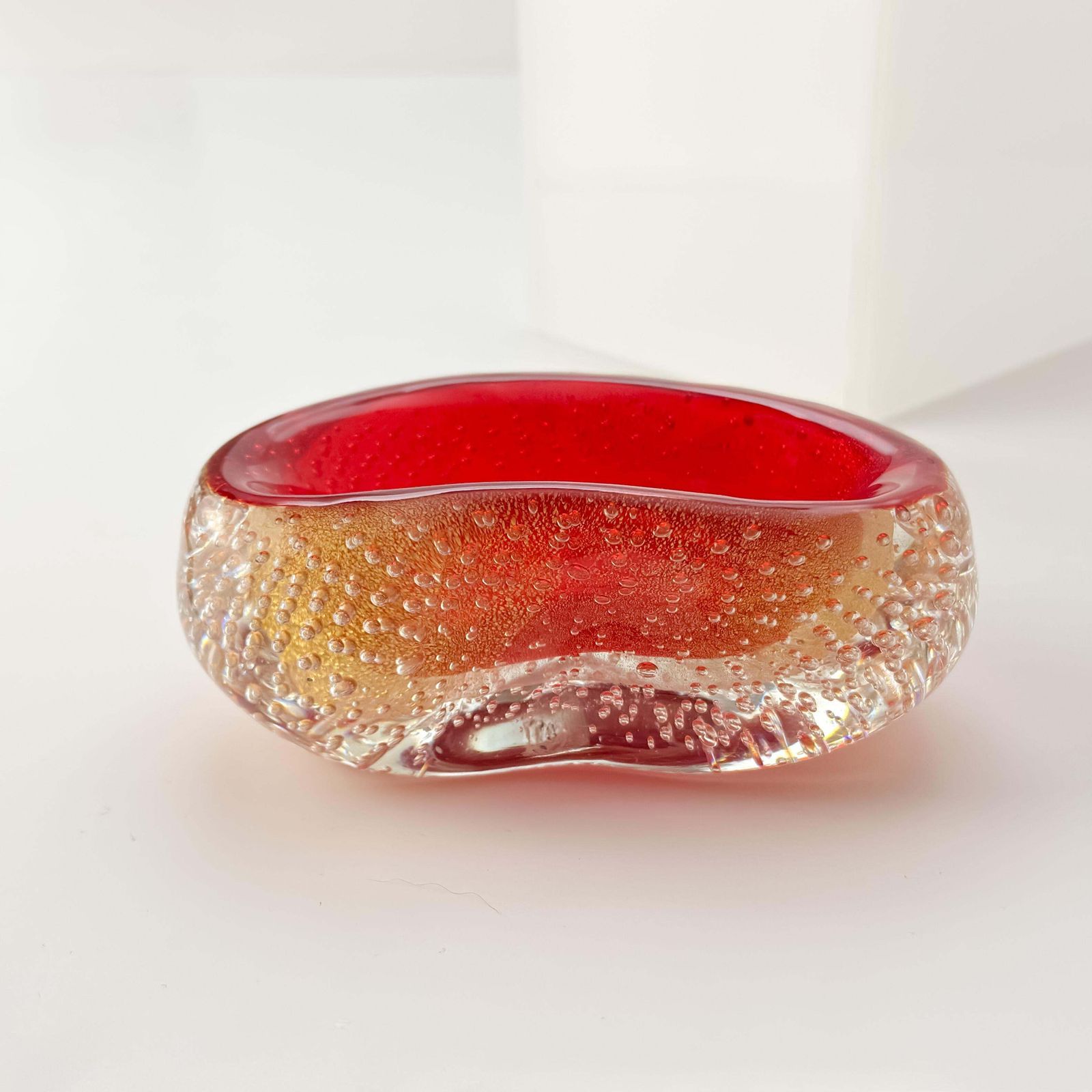 Archimede Seguso, Murano Glass Bowl, Red Sommerso, Gold Inclusion C.1950s Italy photo buy
