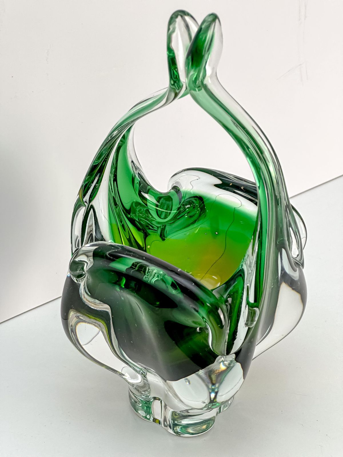 Green Glass Bowl By Josef Hospodka For Chribska Glassworks, Circa 1970s photo vintage