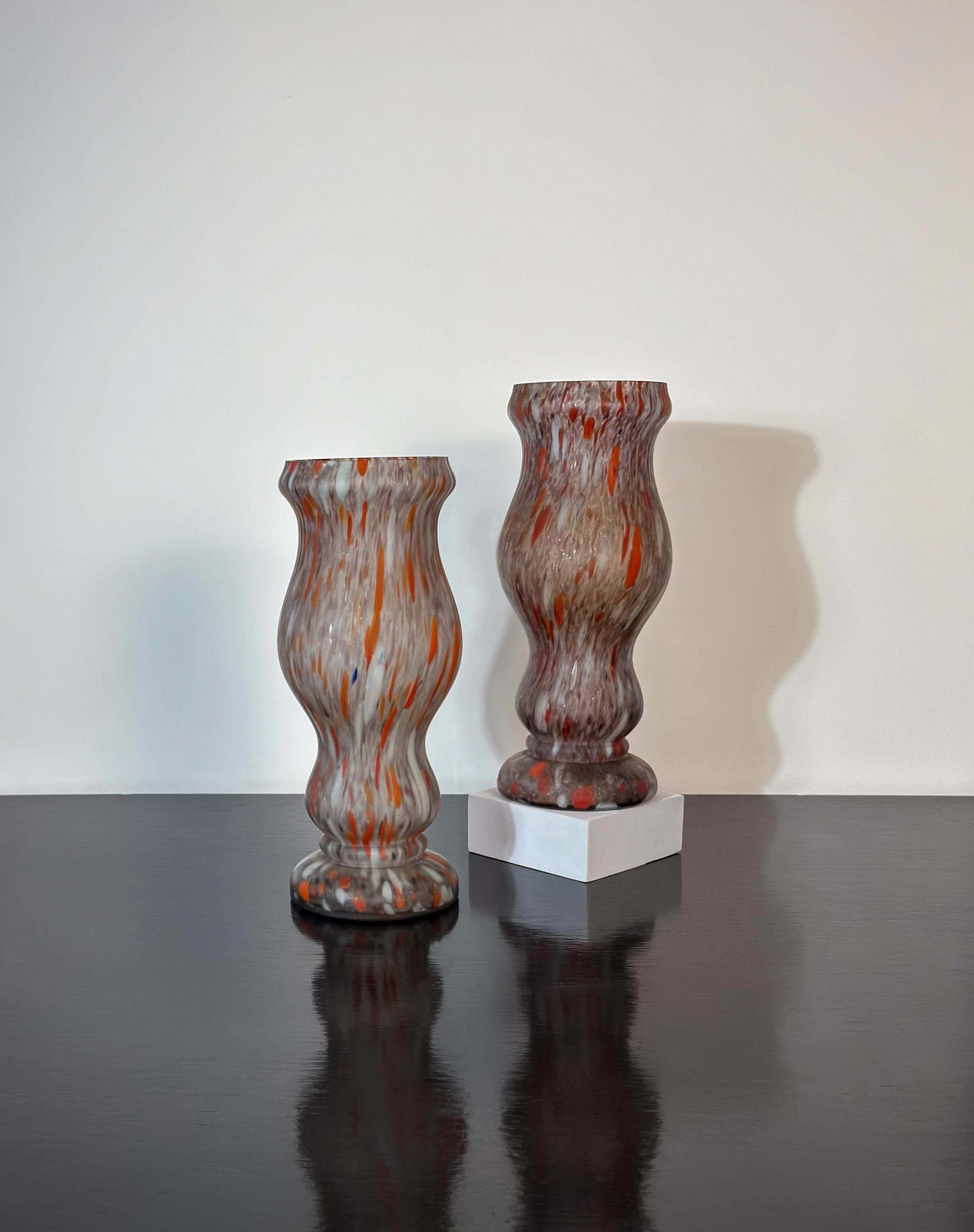 Pair Of 1930s French Art Deco Marbled Glass Vases photo buy