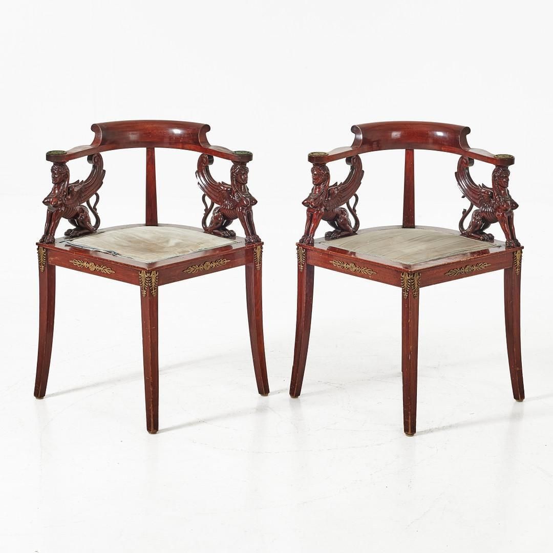 A Pair Of French Empire Style Corner Chairs photo vinterior
