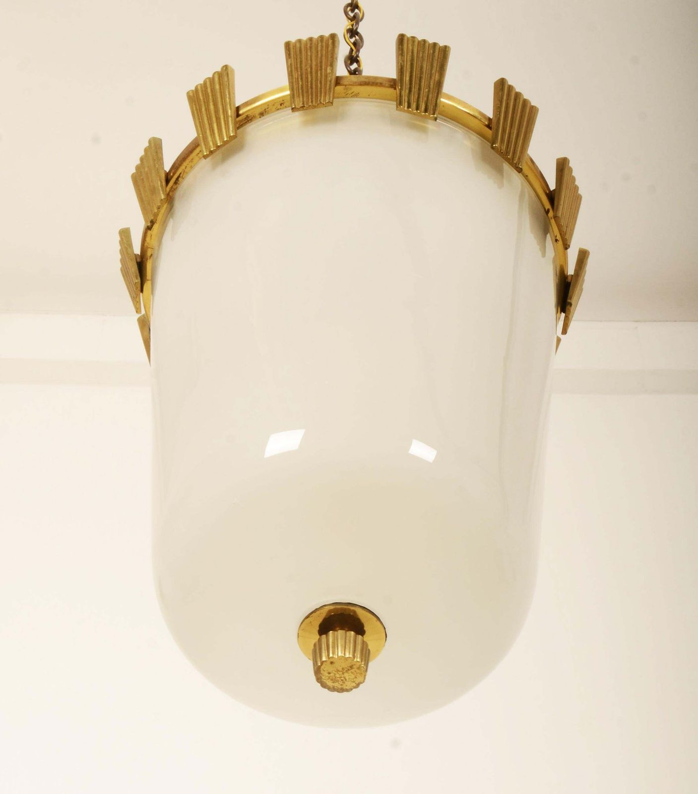 Large Brass And Opaline Glass Pendant Lamp By Oswald Haerdtl photo furniture