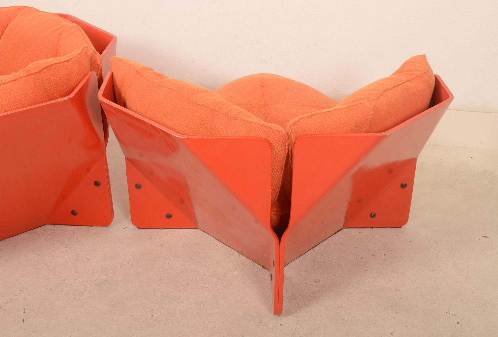 Furniture 1970s Orange Christensen & Larsen Sofa Or Chairs photo