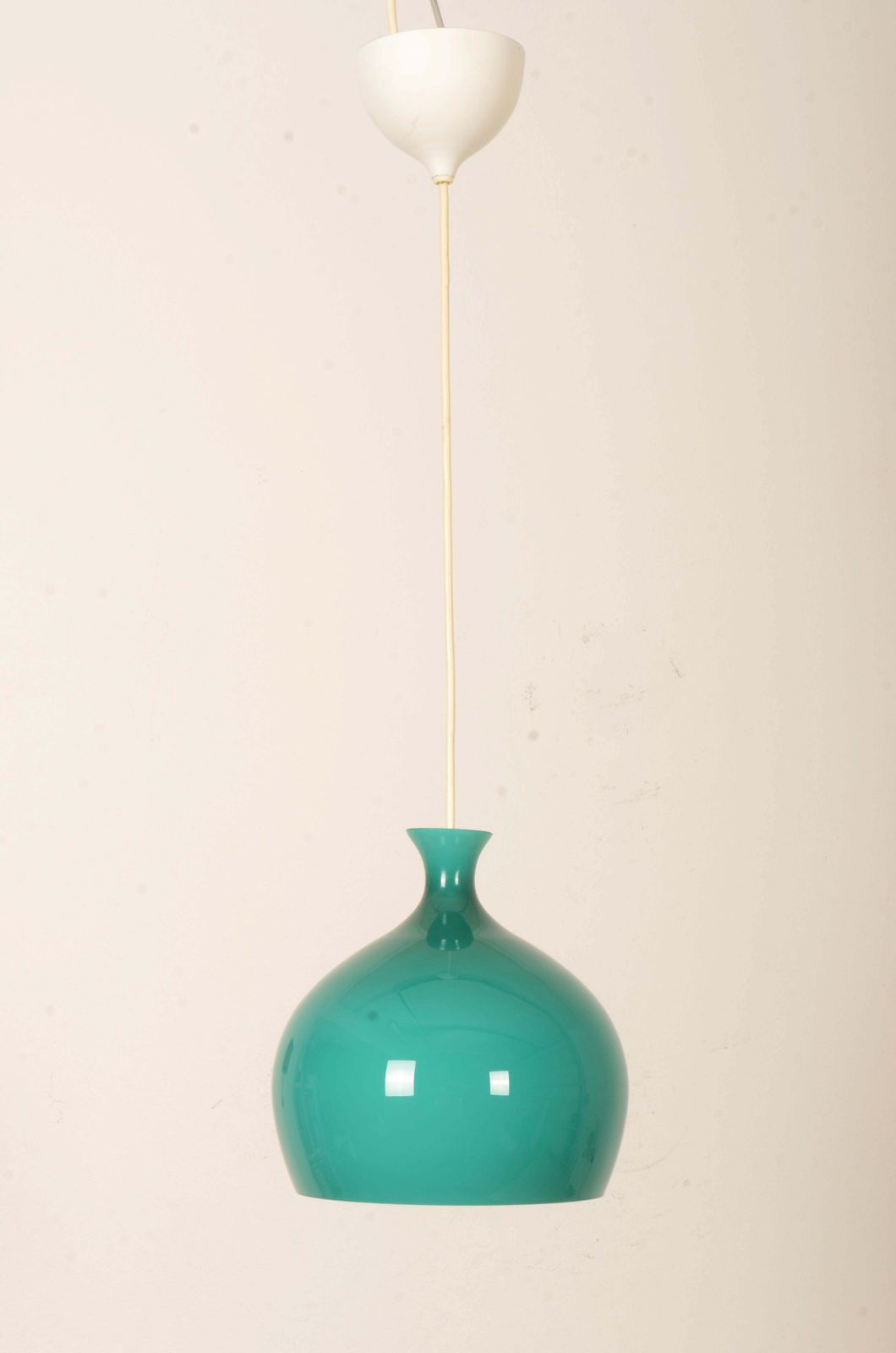 Rare Onion Pendants In Turquoise Glass By Helge Zimdal photo vinterior