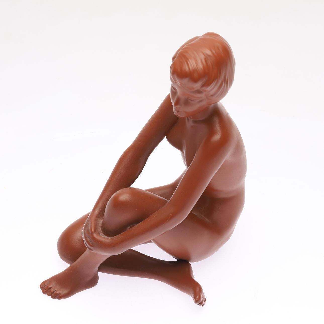 Seated Woman Figurine Sculpture By Gmundner Ceramic photo Home Decor