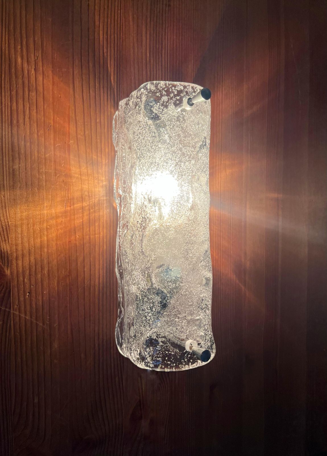 Italian Midcentury Individual Clear Murano Ice Glass Wall Sconce, 1970s photo furniture