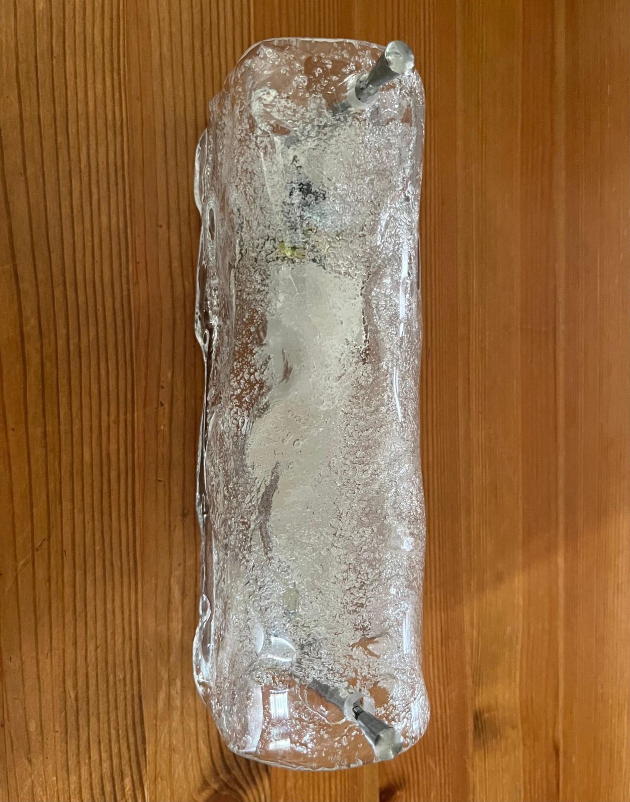 Italian Midcentury Individual Clear Murano Ice Glass Wall Sconce, 1970s photo 425.0