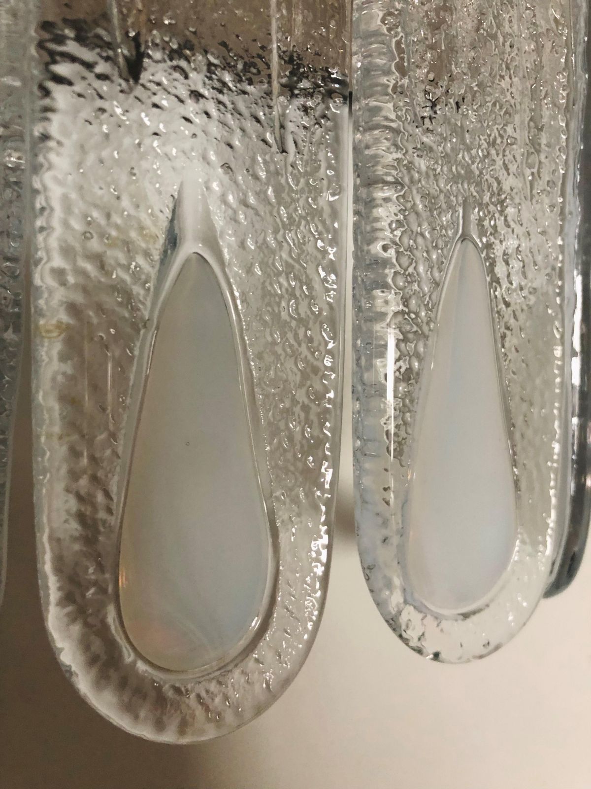 Italian Mid Century Pair Of White Murano Glass Wall Sconces By Mazzega, 1970s photo Lighting