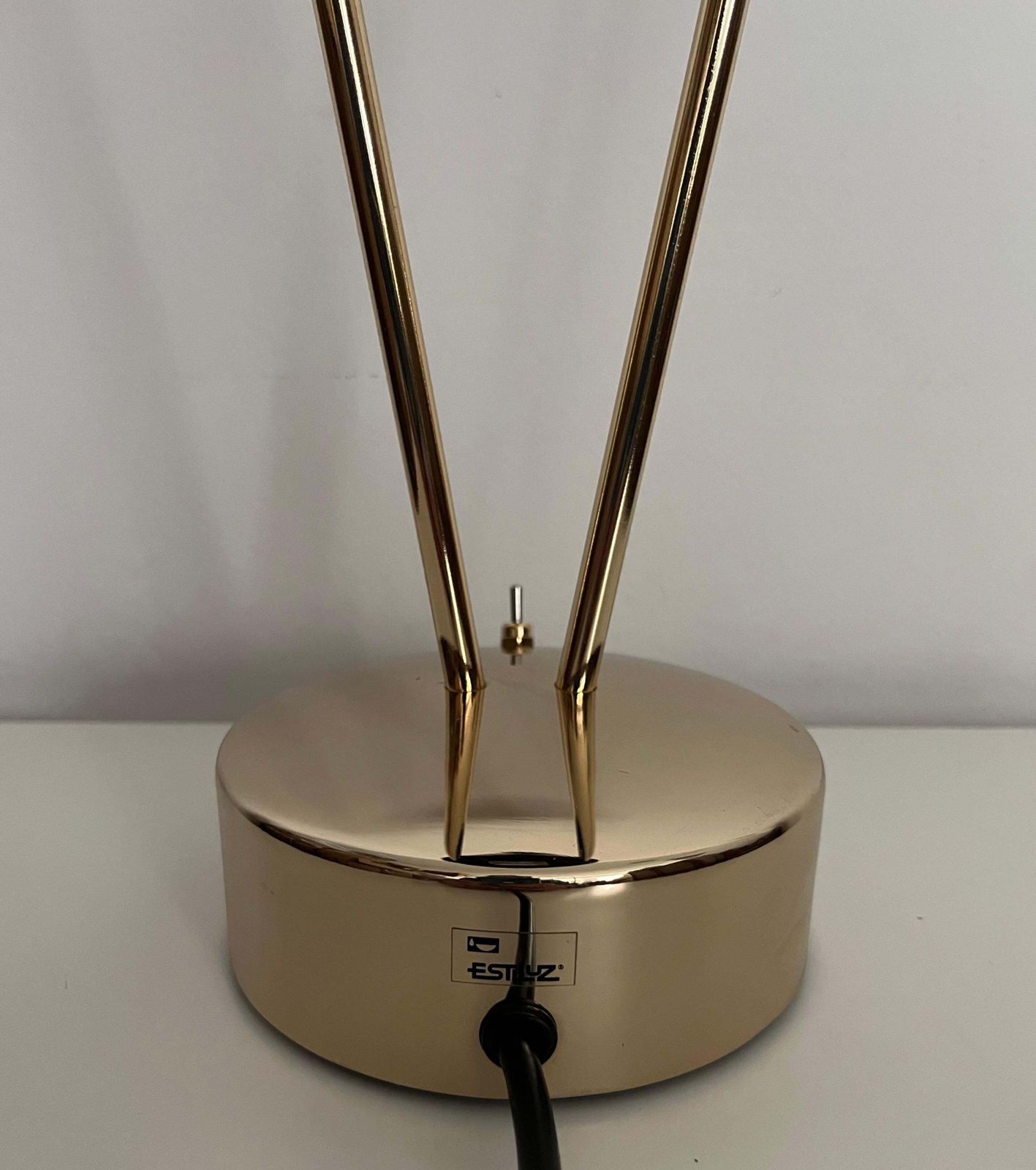 photo for sale Postmodern Pair Of Gold Table Lamps By Leonardo Marelli For Estiluz, 1980s