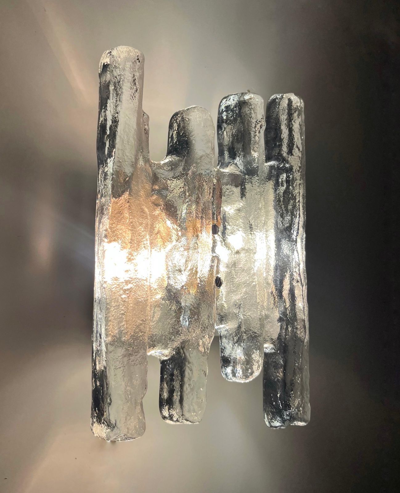 Pair Of Midcentury Austrian Murano Glass "Faun" Wall Sconces By Kalmar, 1970s photo for sale
