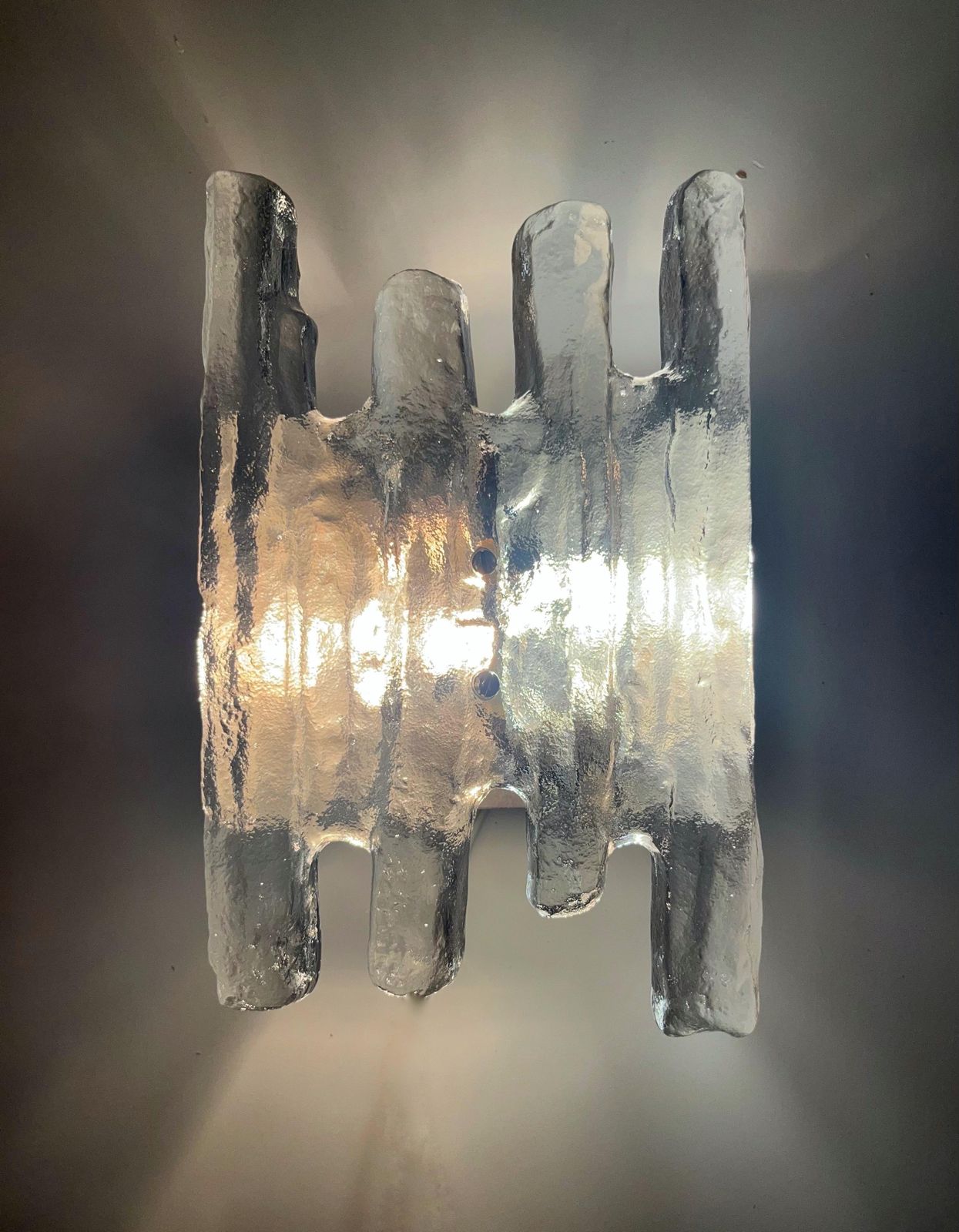 photo for sale Pair Of Midcentury Austrian Murano Glass "Faun" Wall Sconces By Kalmar, 1970s