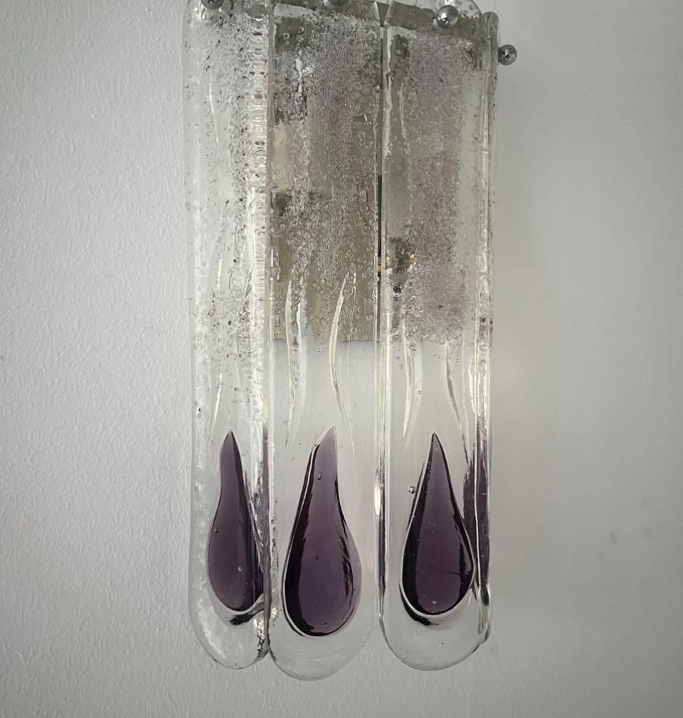 Italian Mid Century Lilac Murano Glass Wall Sconce By Mazzega, 1970s photo furniture