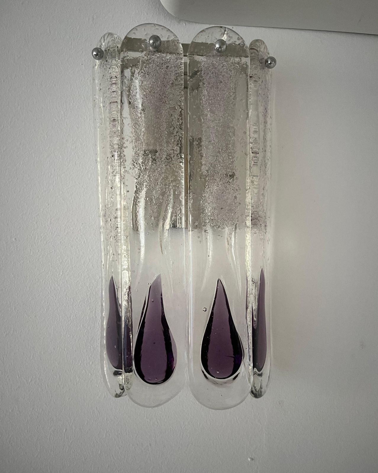 Italian Mid Century Lilac Murano Glass Wall Sconce By Mazzega, 1970s photo buy