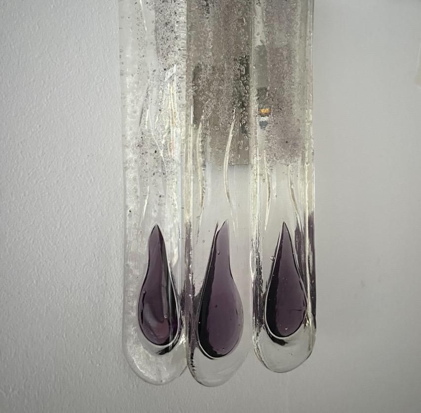Lighting Italian Mid Century Lilac Murano Glass Wall Sconce By Mazzega, 1970s photo