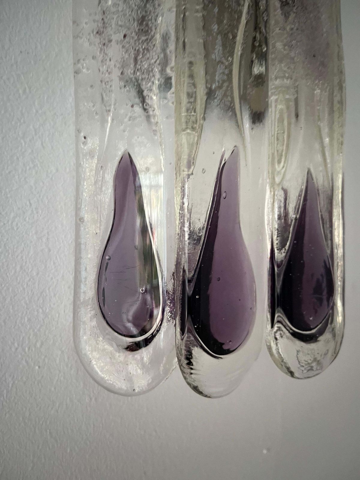 photo vinterior Italian Mid Century Lilac Murano Glass Wall Sconce By Mazzega, 1970s