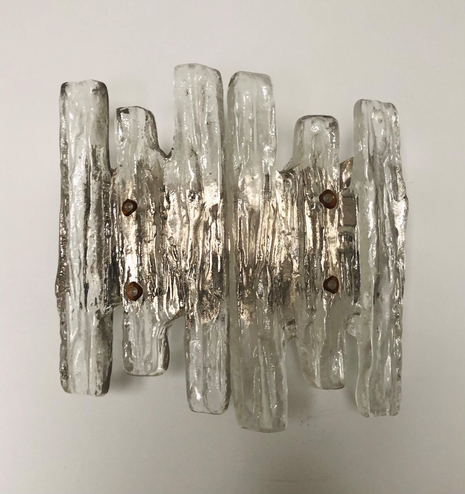 Midcentury Austrian Ice Glass "Puck" Wall Sconce By Kalmar Franken, 1970s photo for sale