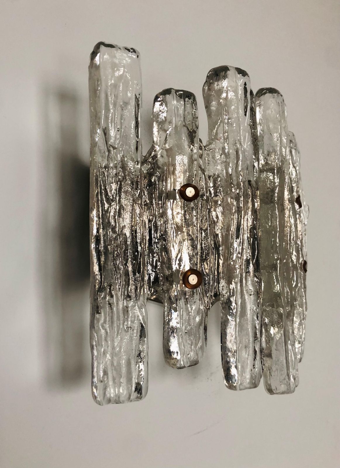 Midcentury Austrian Ice Glass "Puck" Wall Sconce By Kalmar Franken, 1970s photo Lighting