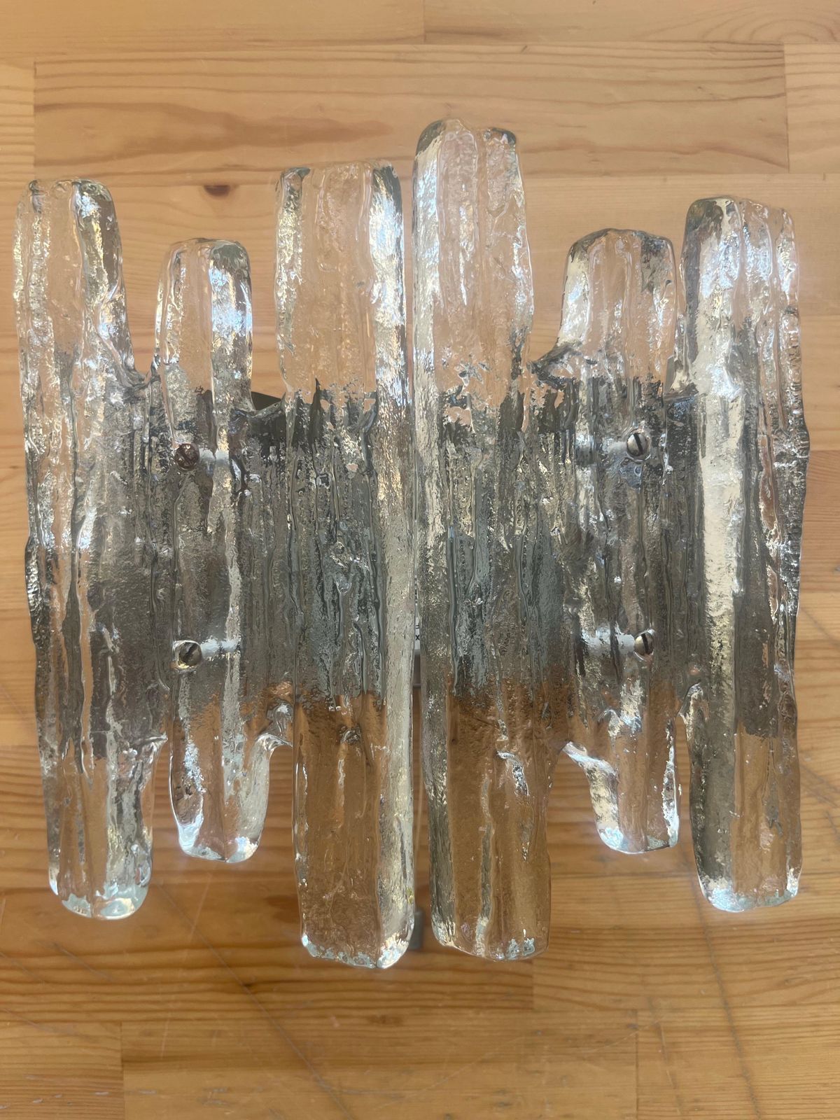 Midcentury Austrian Ice Glass "Puck" Wall Sconce By Kalmar Franken, 1970s photo vinterior