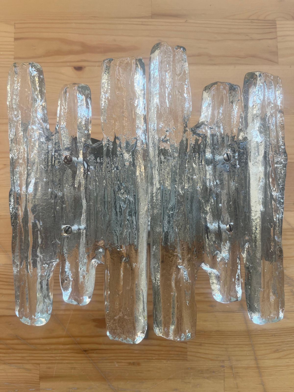 photo buy Midcentury Austrian Ice Glass "Puck" Wall Sconce By Kalmar Franken, 1970s