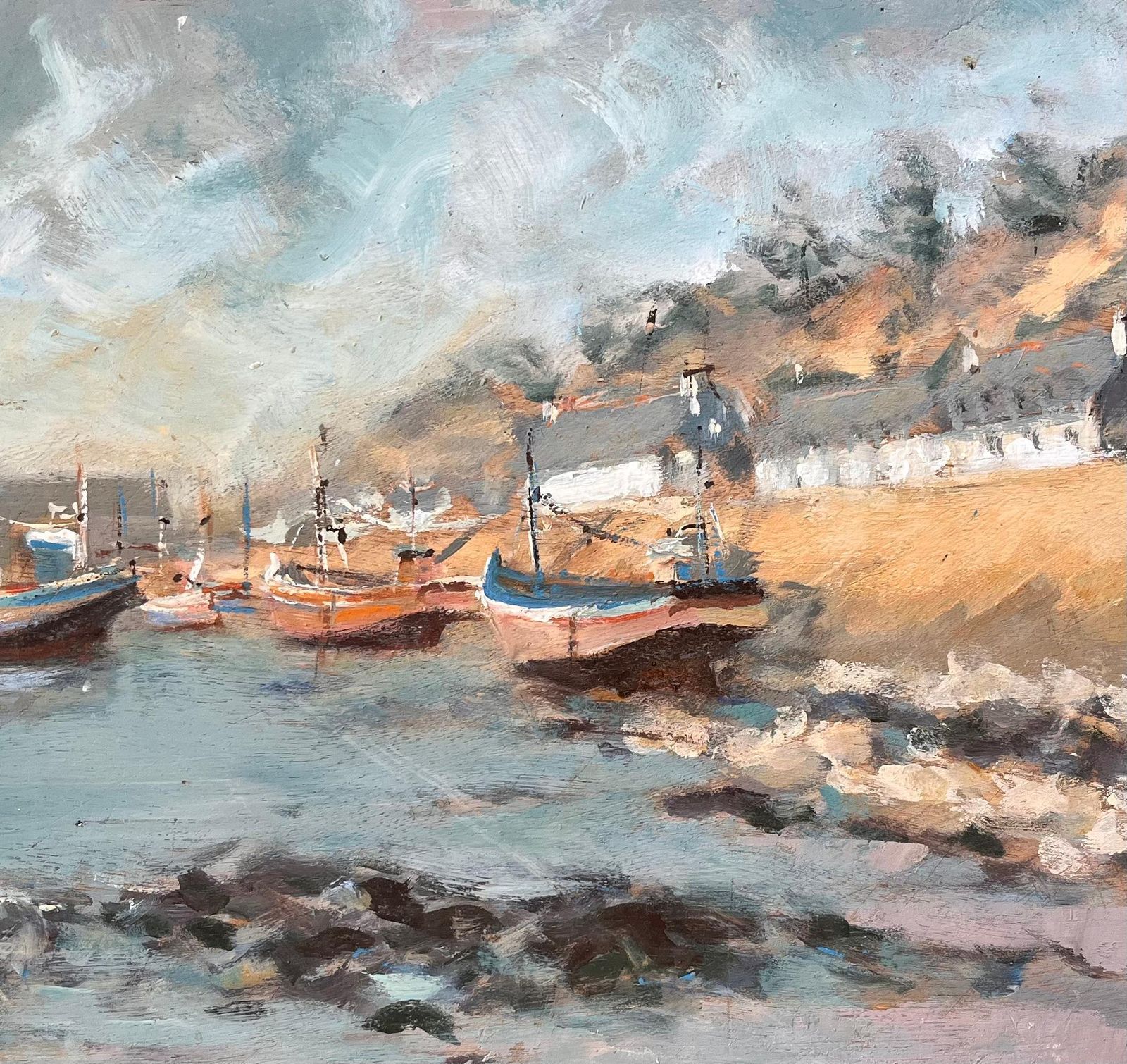 Fanch Lel French Coastal Village With Moored Fishing Boats And Rocky Shoreline 1992 photo buy