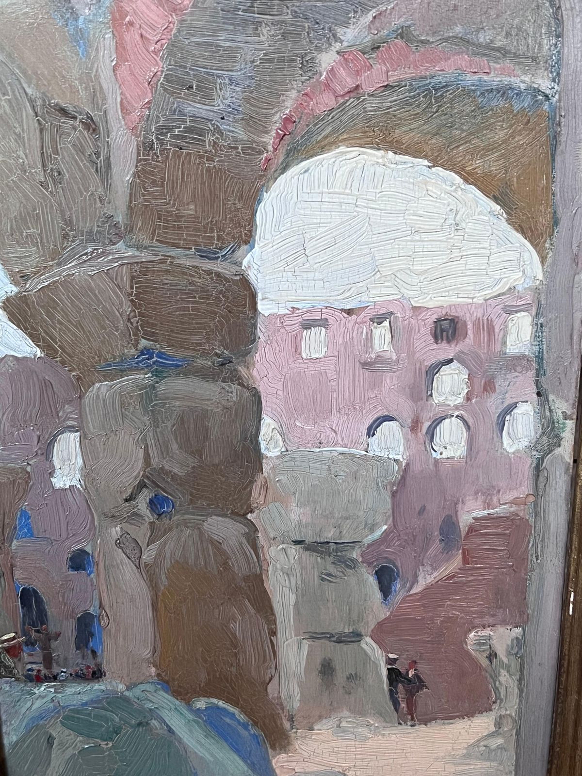 Etienne Auguste Krier Fine 1900's French Impressionist Oil Painting Travellers Admiring Ancient Ruins photo Art