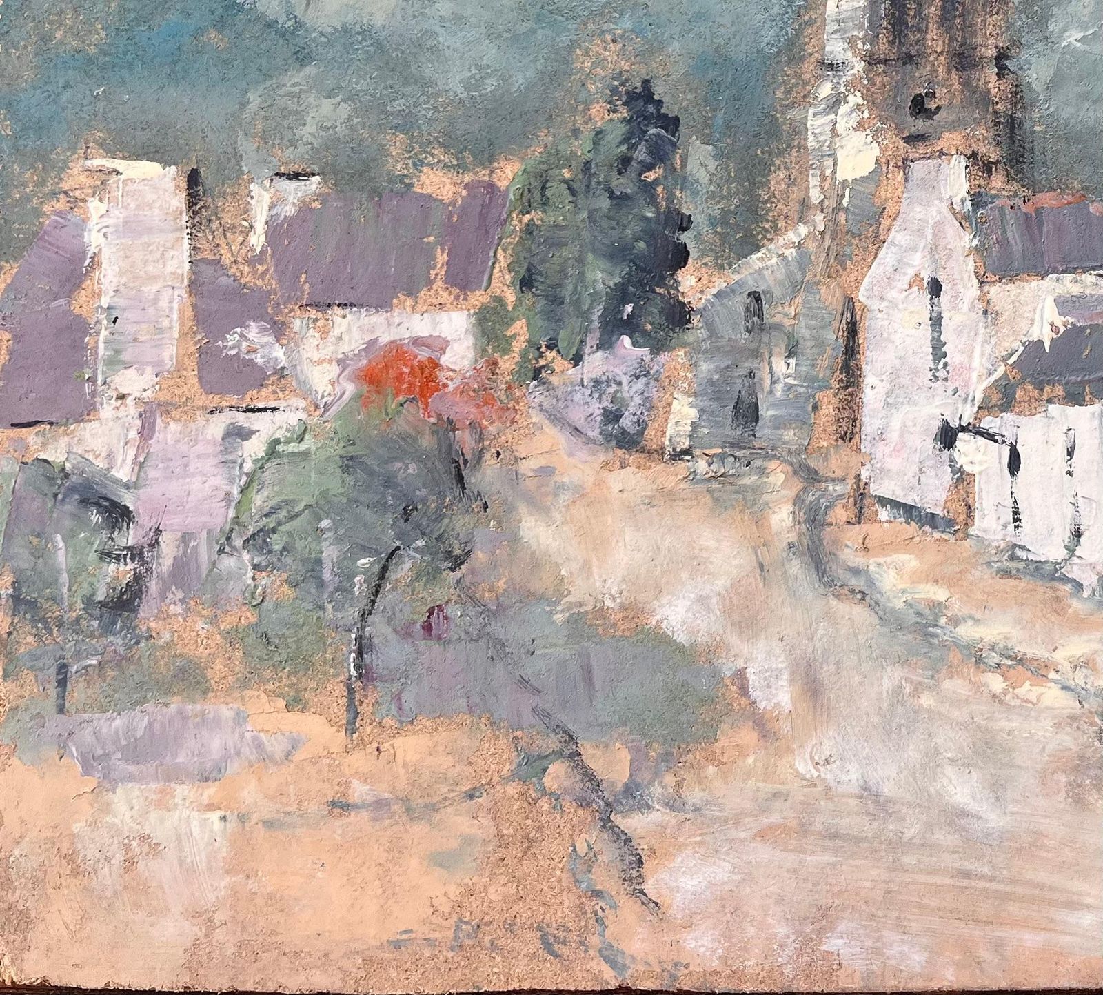 Fanch Lel French Village Church Tower Oil Painting With Dramatic Sky And Earthy Palette photo Art