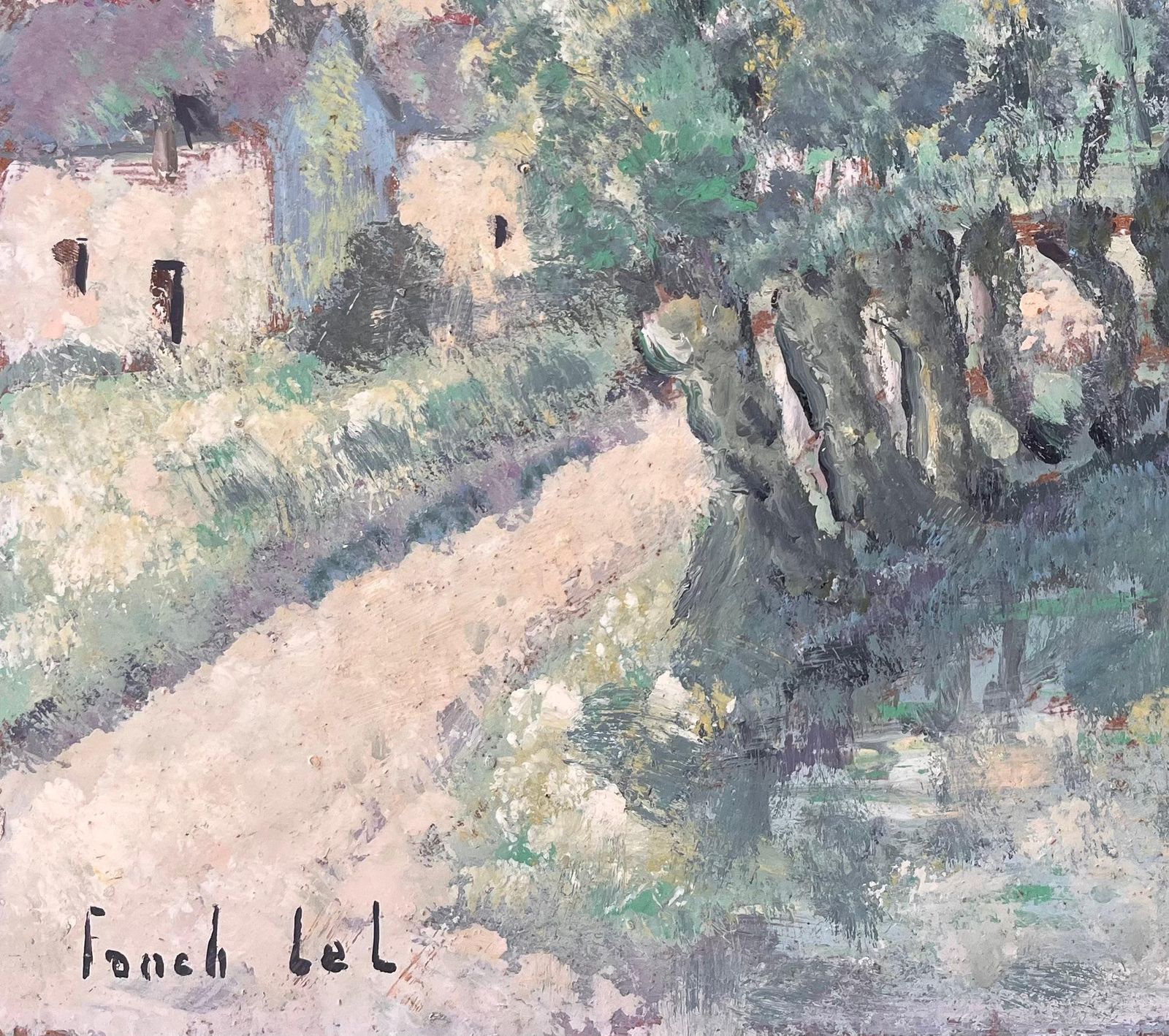 Fanch Lel French Countryside Oil Painting With Windmill Pond And Cottages photo vinterior