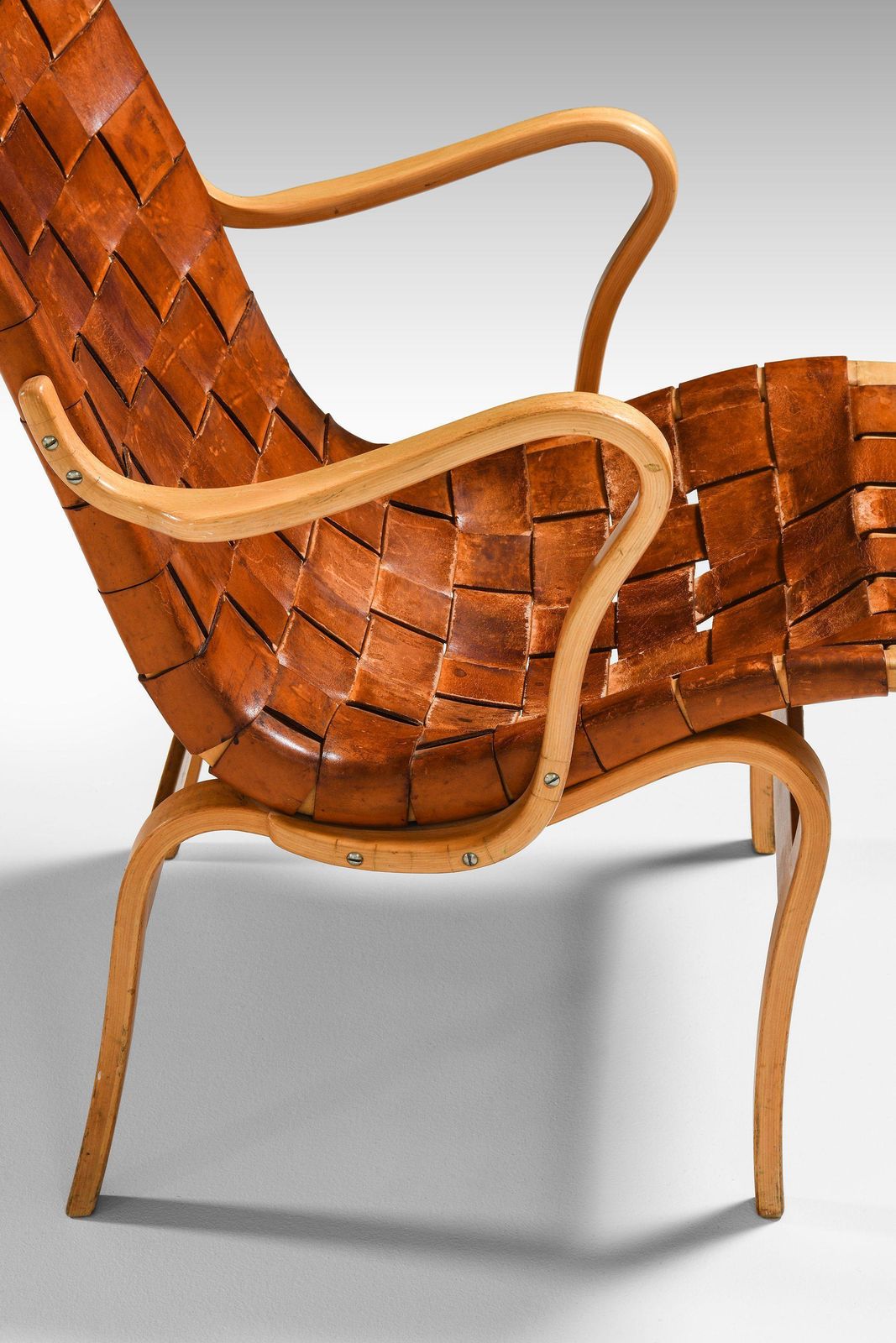 Pair Of Easy Chairs In Birch & Original Leather Webbing By Bruno Mathsson, 1968 photo 6862.0