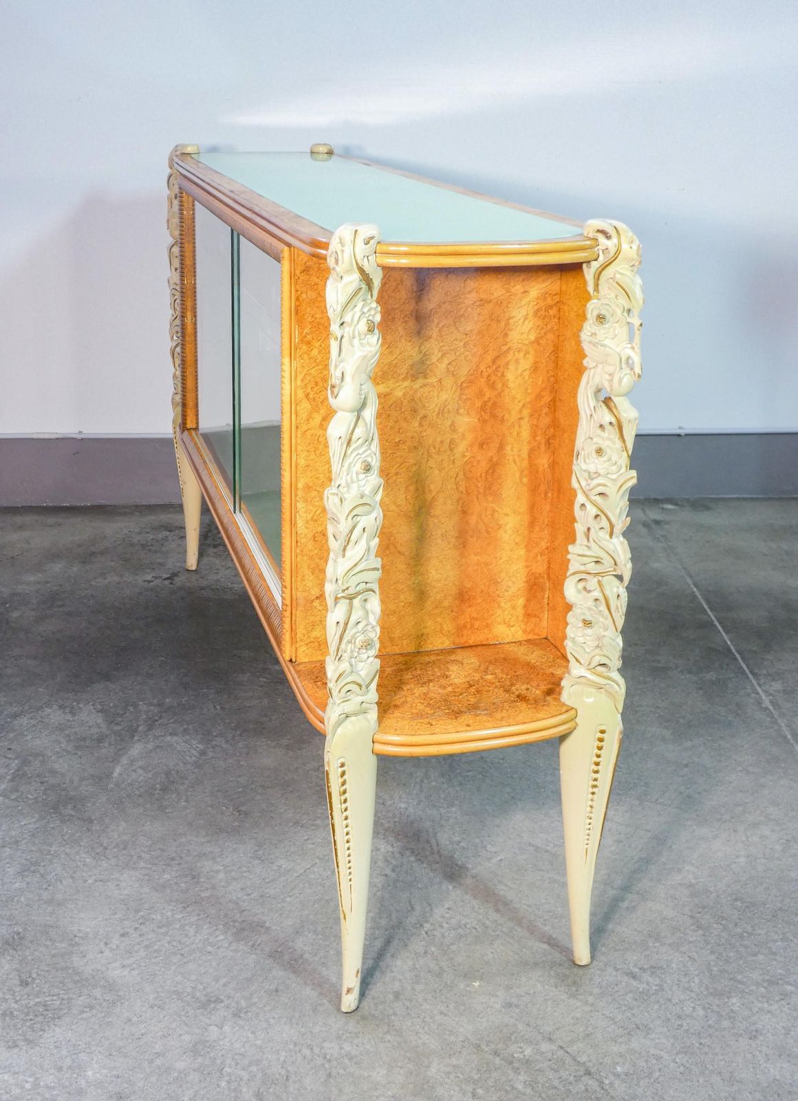 Sideboard, Display Case La Permanente Mobili Cantù, Carved Wooden Legs. 1940s photo buy